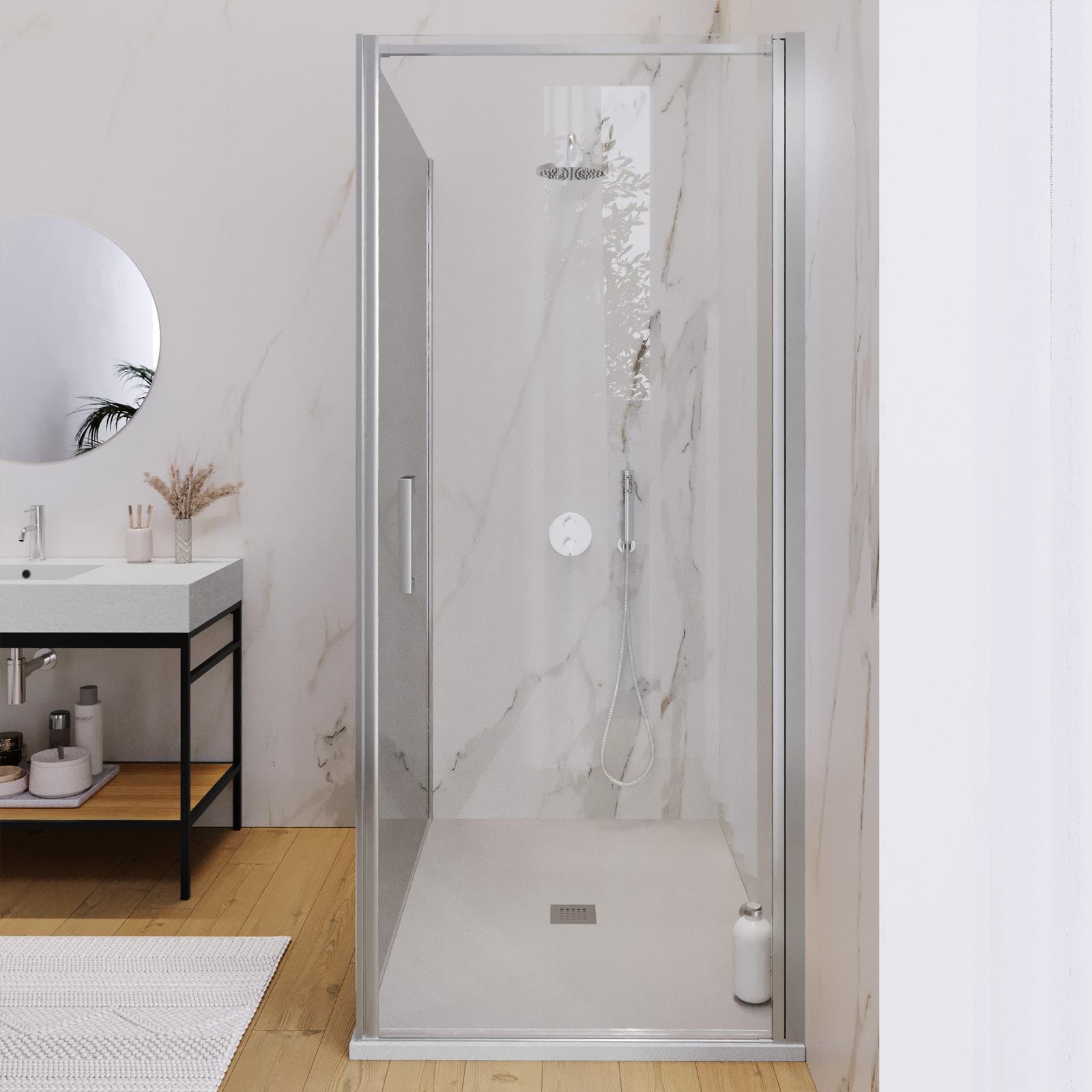 Box Doccia 90x130 Sintesi Duo 2 Ante - Trasparente, Altezza 185 Cm, Made In Italy