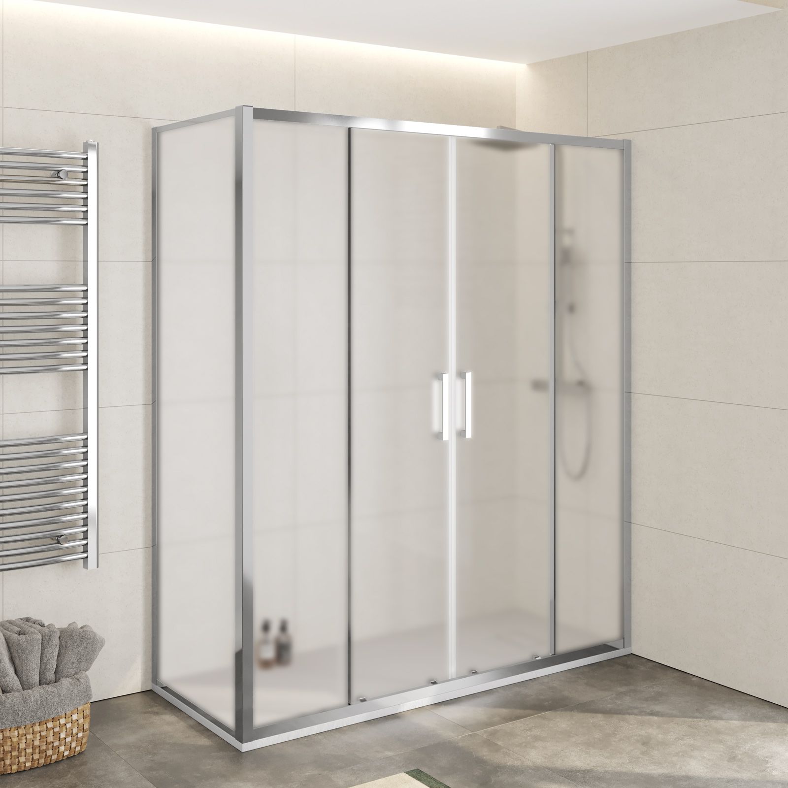 Box doccia 70x100 cm porta battente vetro opaco profilo cromo 195h - Moritz