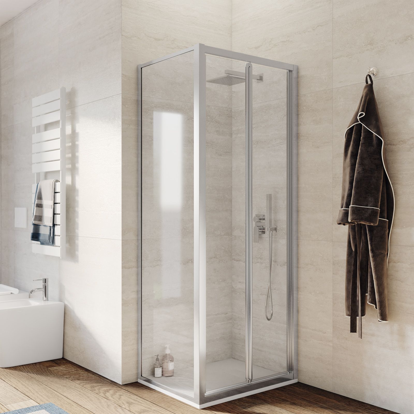 Box doccia 70x85 cm con porta a soffietto 195h trasparente - Sofy