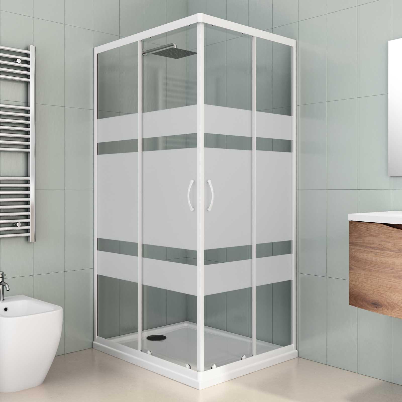 Box Doccia Bianco Rettangolare 80x100 Cm - Vetro Serigrafato, Made In Italy - Foto 11