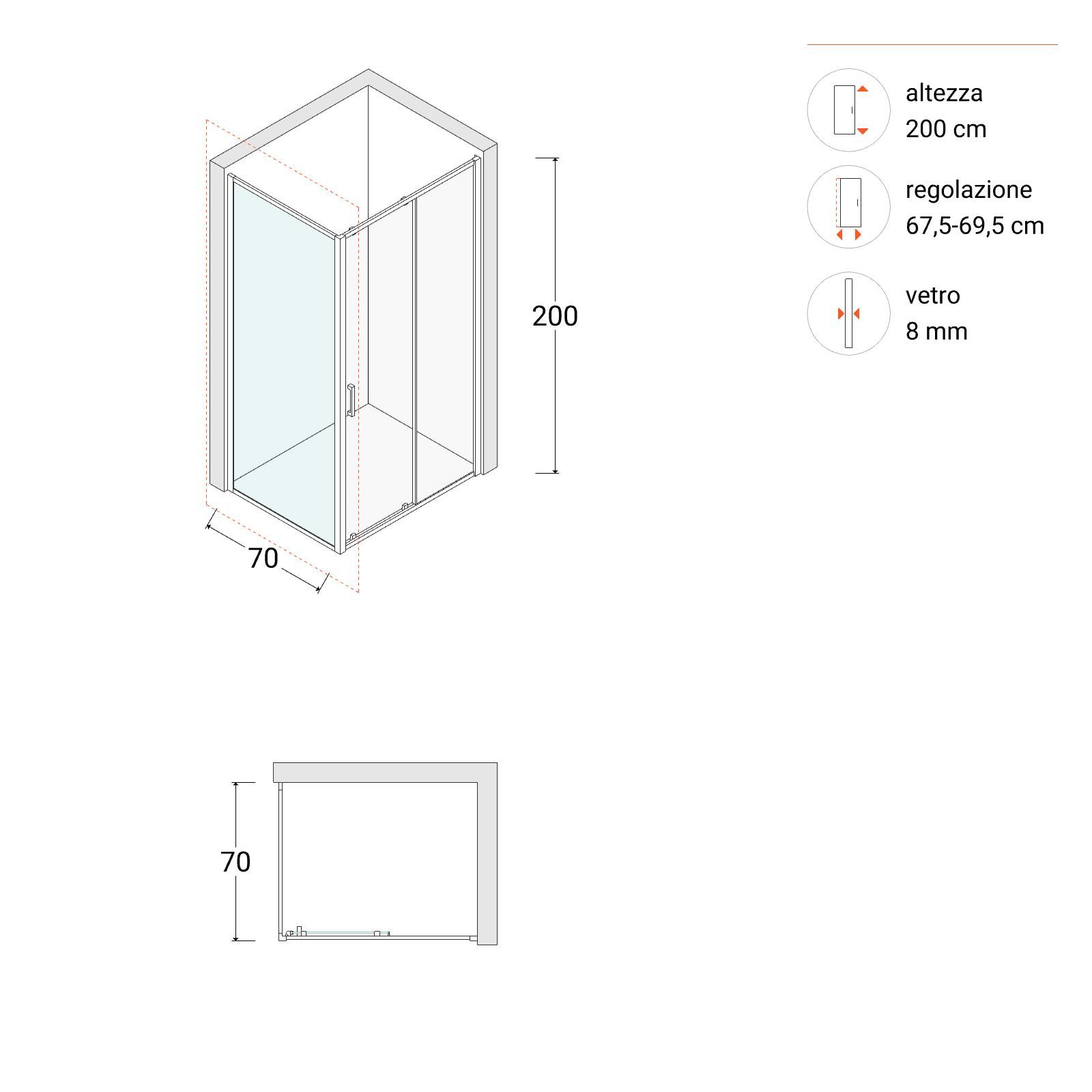 Box doccia angolare 150x100 cm scorrevole dx cristallo anticalcare 200h  cromo - Garbo