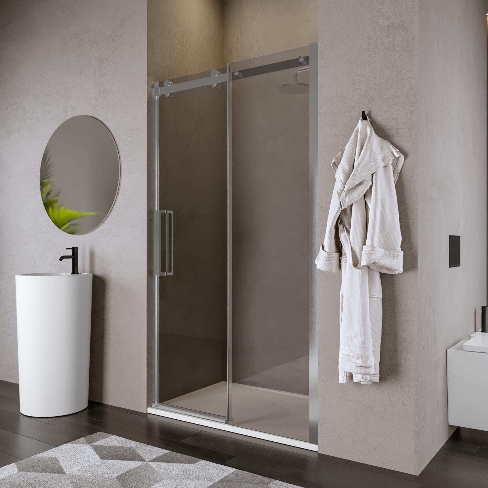 Box Doccia Scorrevole Per Nicchia 110x185 Cm - Vetro Temperato 5mm Con Profilo Cromo - Foto 11