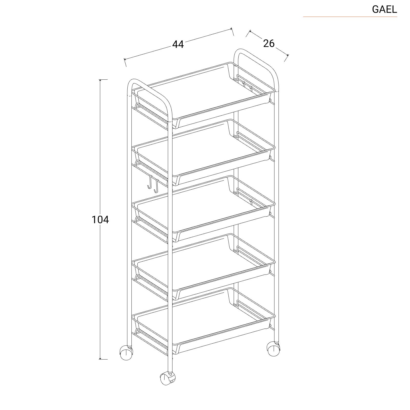 Himimi Scaffale da Cucina Carrello da Cucina Scaffale in Metallo Scaffale  avvolgibile in Acciaio Cromato 5 Ripiani con Ruote L59 x L35 x H183cm