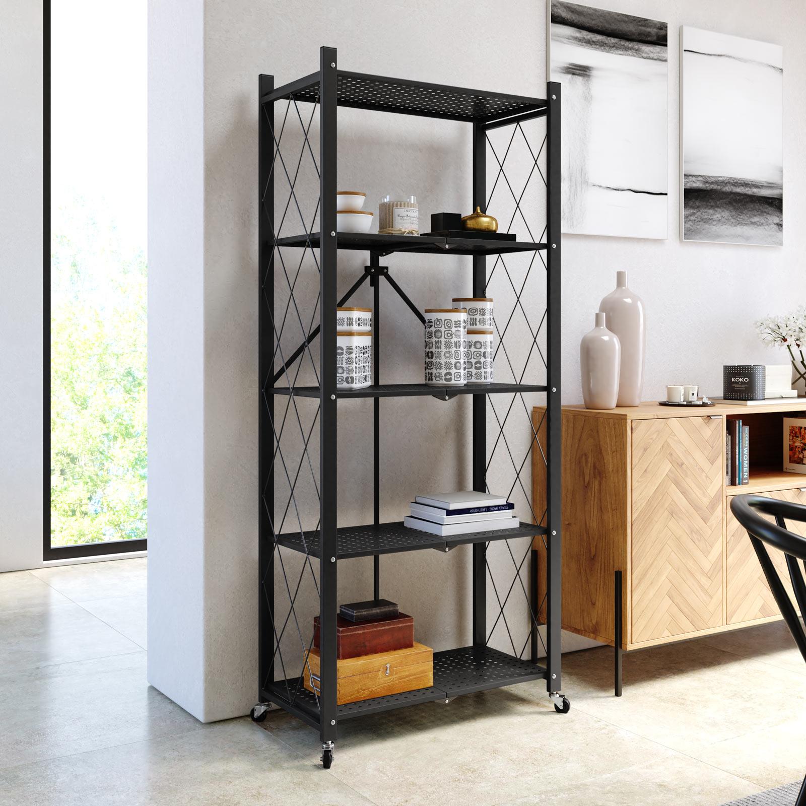 Carrello portaoggetti da cucina con maniglia ruote, Scaffale mobile salvaspazio con scaffali stretti 6 Colori