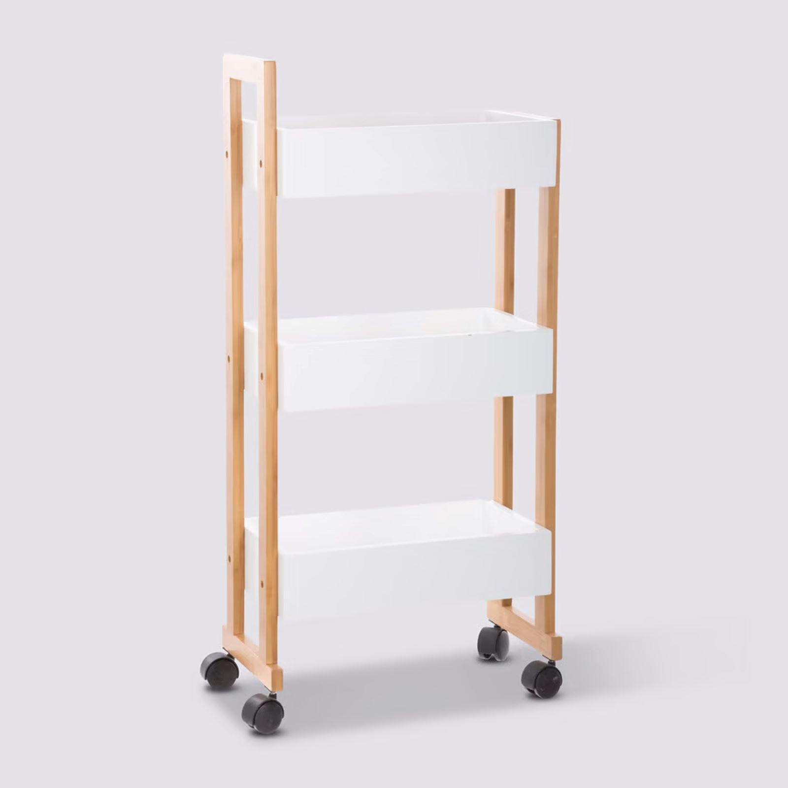 Carrello Vesuvio Salvaspazio Con Ruote - Bianco Con Piano A Mattonelle E Cassetto - Foto 6