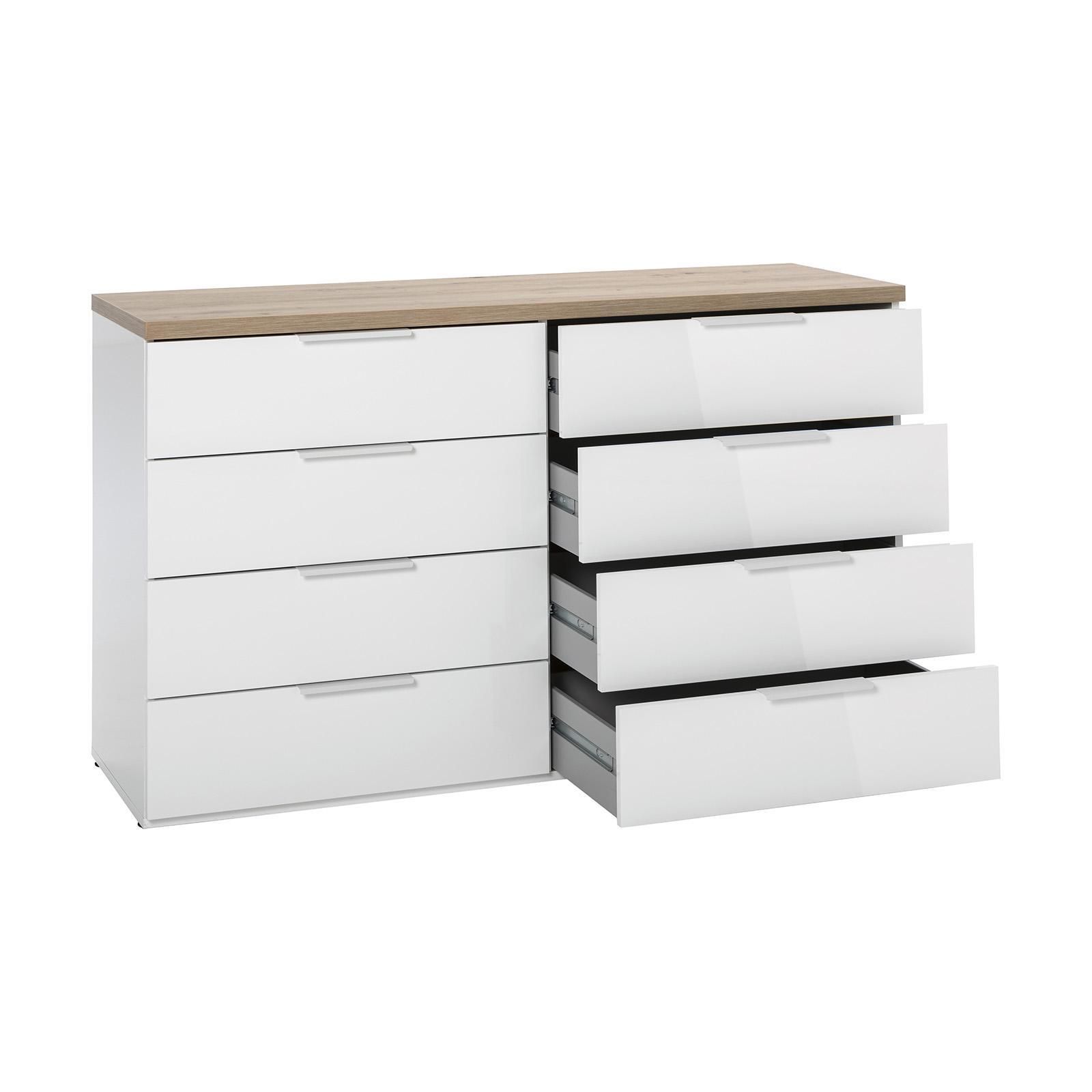 Cassettiera 120x82h cm in legno bianco lucido con 4 cassetti - Boras night