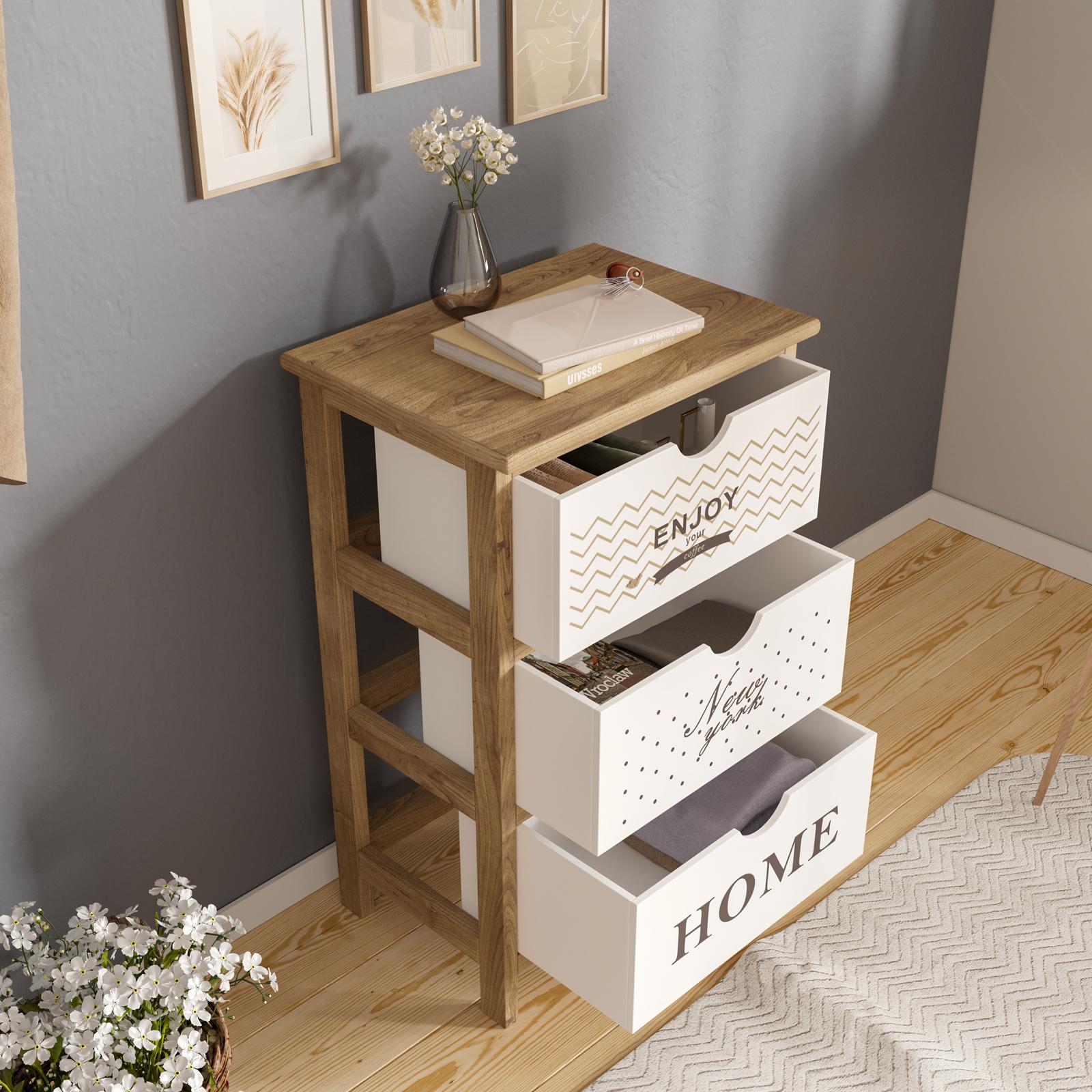 Baxton Studio Bastiano Panca Portaoggetti 3 Cassetti In Tessuto E Legno Paulownia, Colore Beige Chiaro/bianco/marrone Naturale