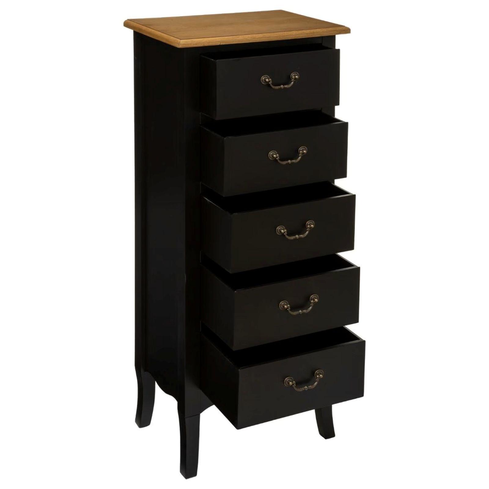 ORIENTAL FURNITURE Cassettiera 5 Cassetti In Fibra Naturale – Design Giapponese, Leggero, 101x38x28 Cm, Nero