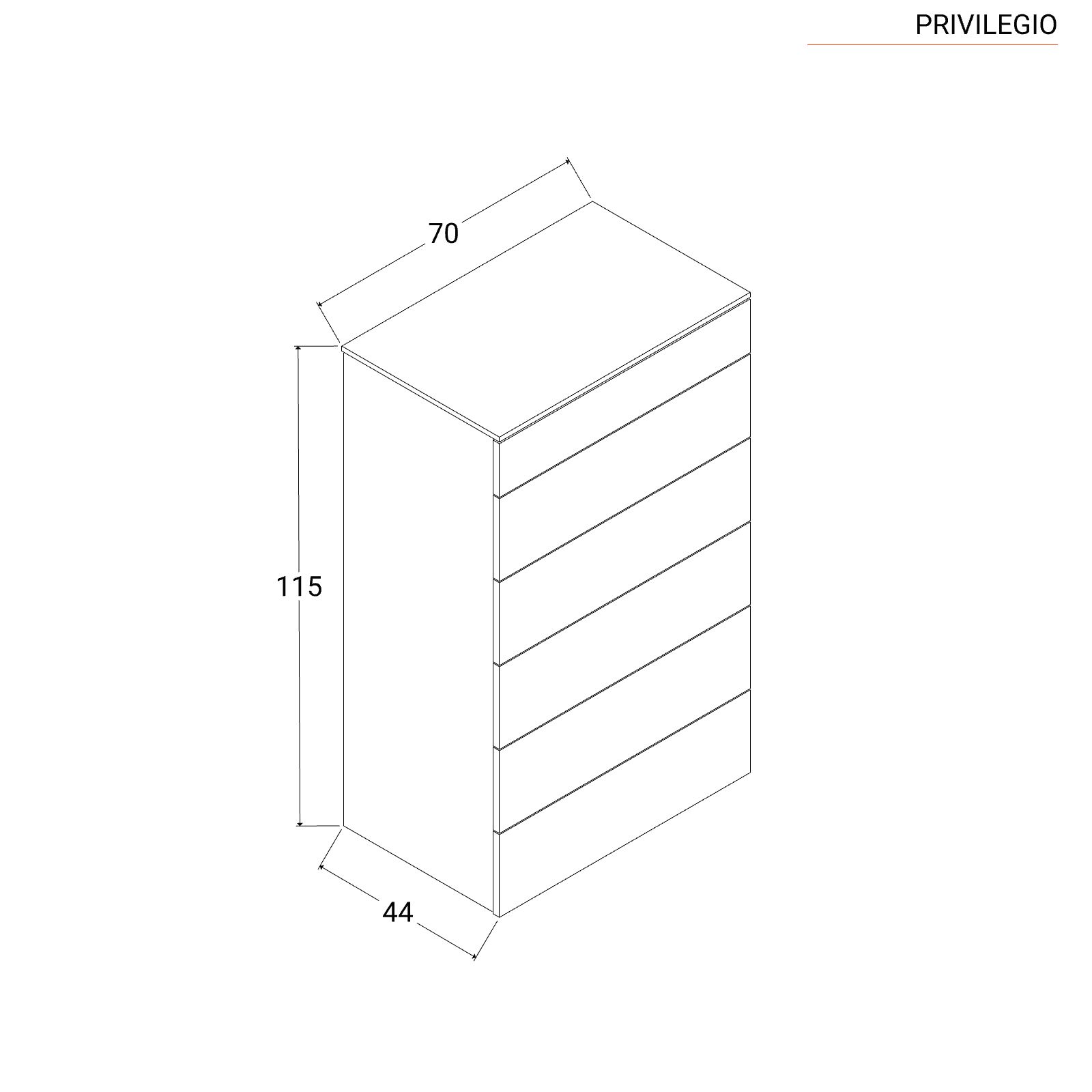 Cassettiera 108x85h cm con 4 cassetti bianco lucido - Reina