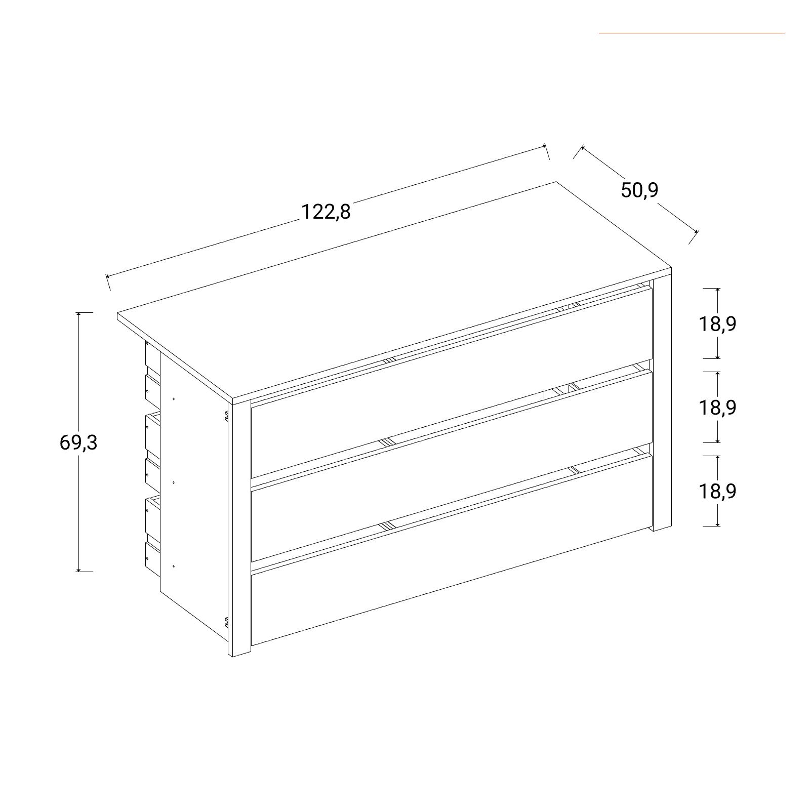 Cassettiera per armadio Alen da 250 x 60 x 223h cm grigio effetto tessuto