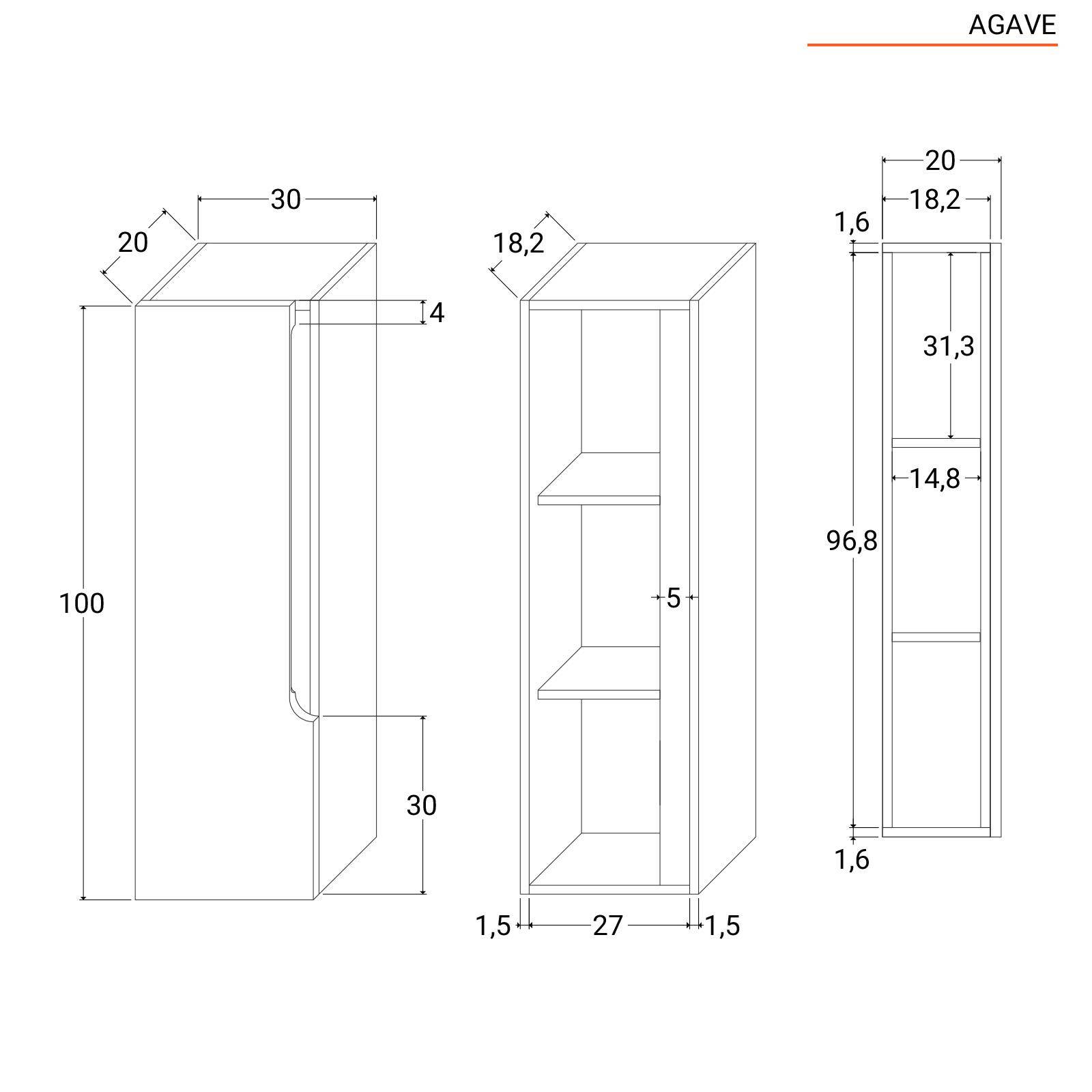 Colonna bagno sospesa Noja Grigio Opaco art.85178 - Idrocommerce