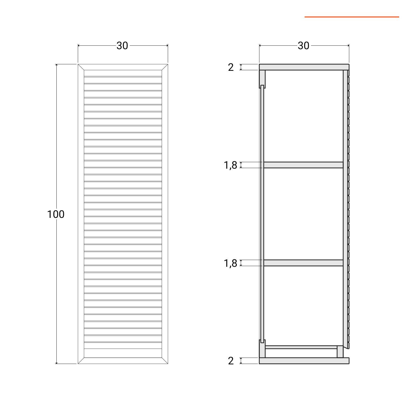 Colonna bagno sospesa 100h cm in teak con anta