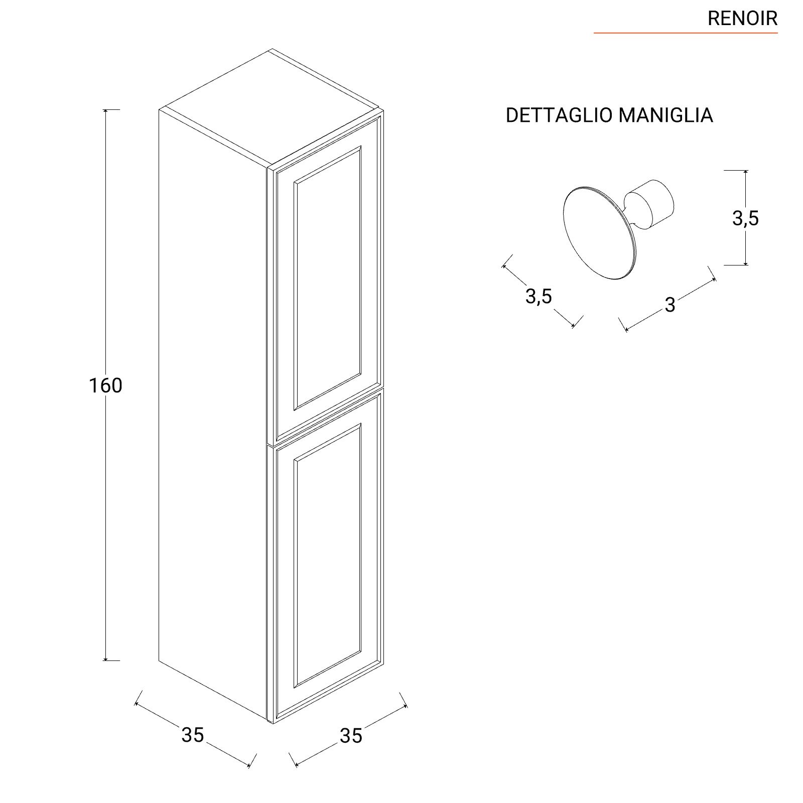 Colonna bagno sospesa Ariel cm.30x158