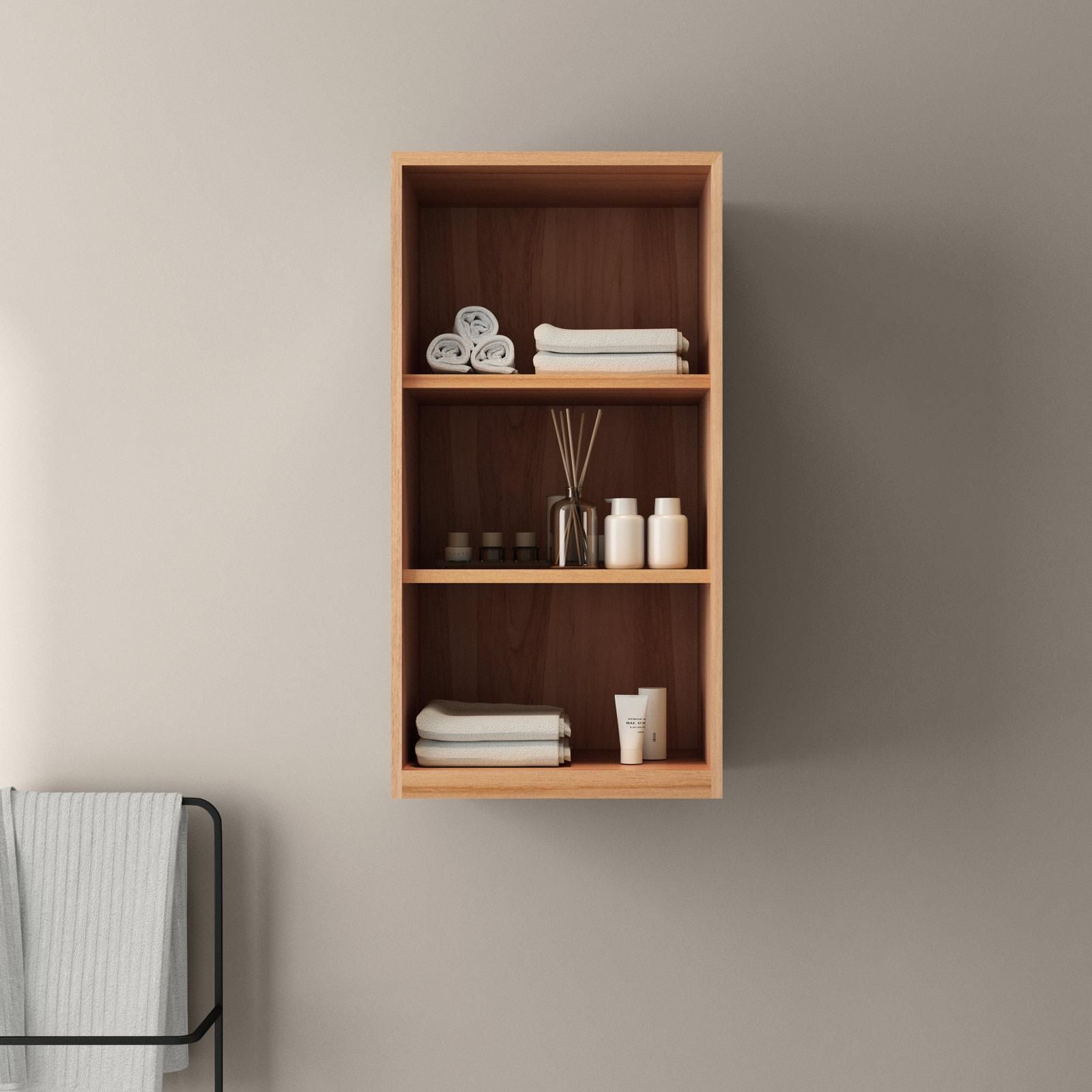 DEGHI MOBILI Colonna Bagno 185H Cm In Teak Con 2 Vani A Giorno E 2 Ante