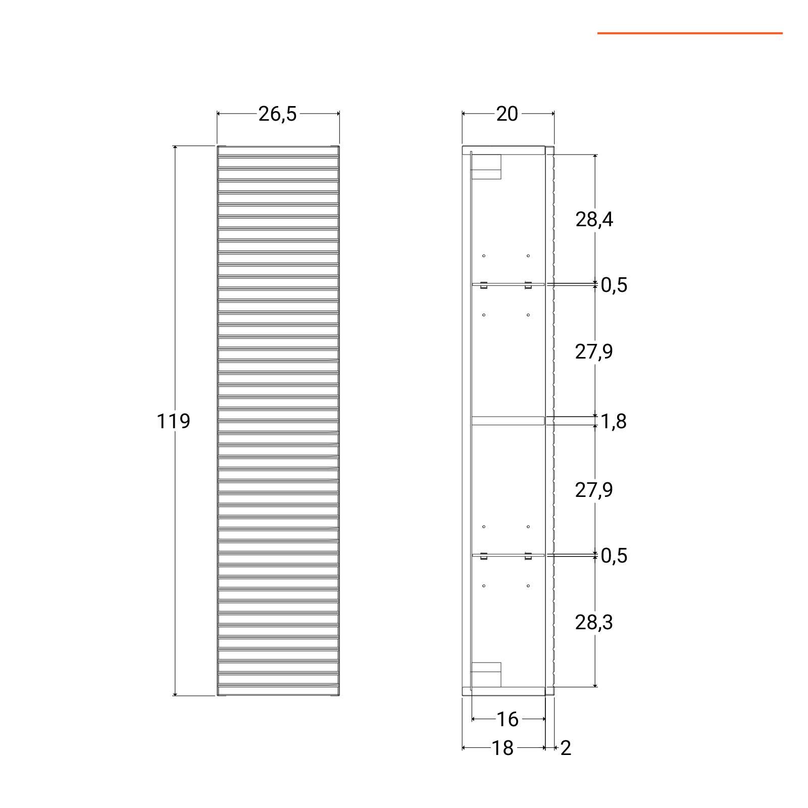 Colonna bagno sospesa 26x119 cm effetto rovere portofino cannettato - Deck