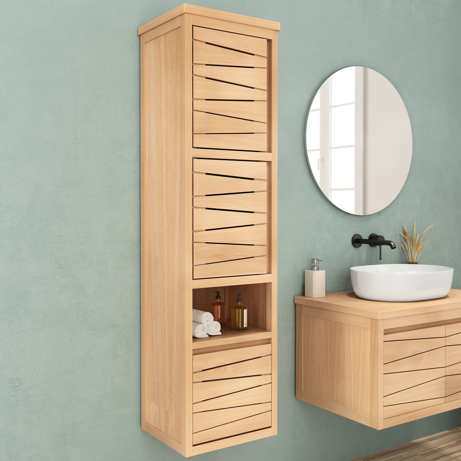 Mobile Bagno Qubo 120 cm Bianco Matrix con Toppino per Lavabo Appoggio - Ipercer