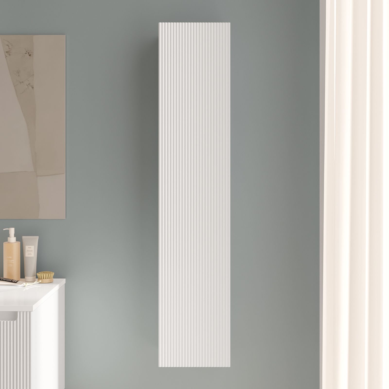 Colonna da bagno sospesa 120cm bianco opaco cannettato - Konai