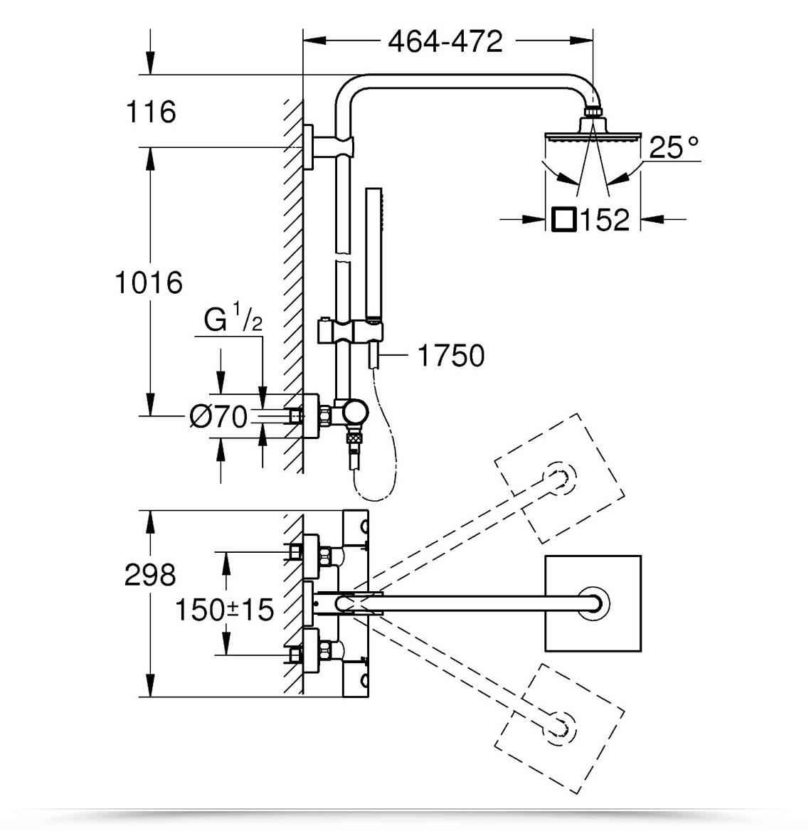 Colonna Doccia termostatica Grohe cromata Euphoria System