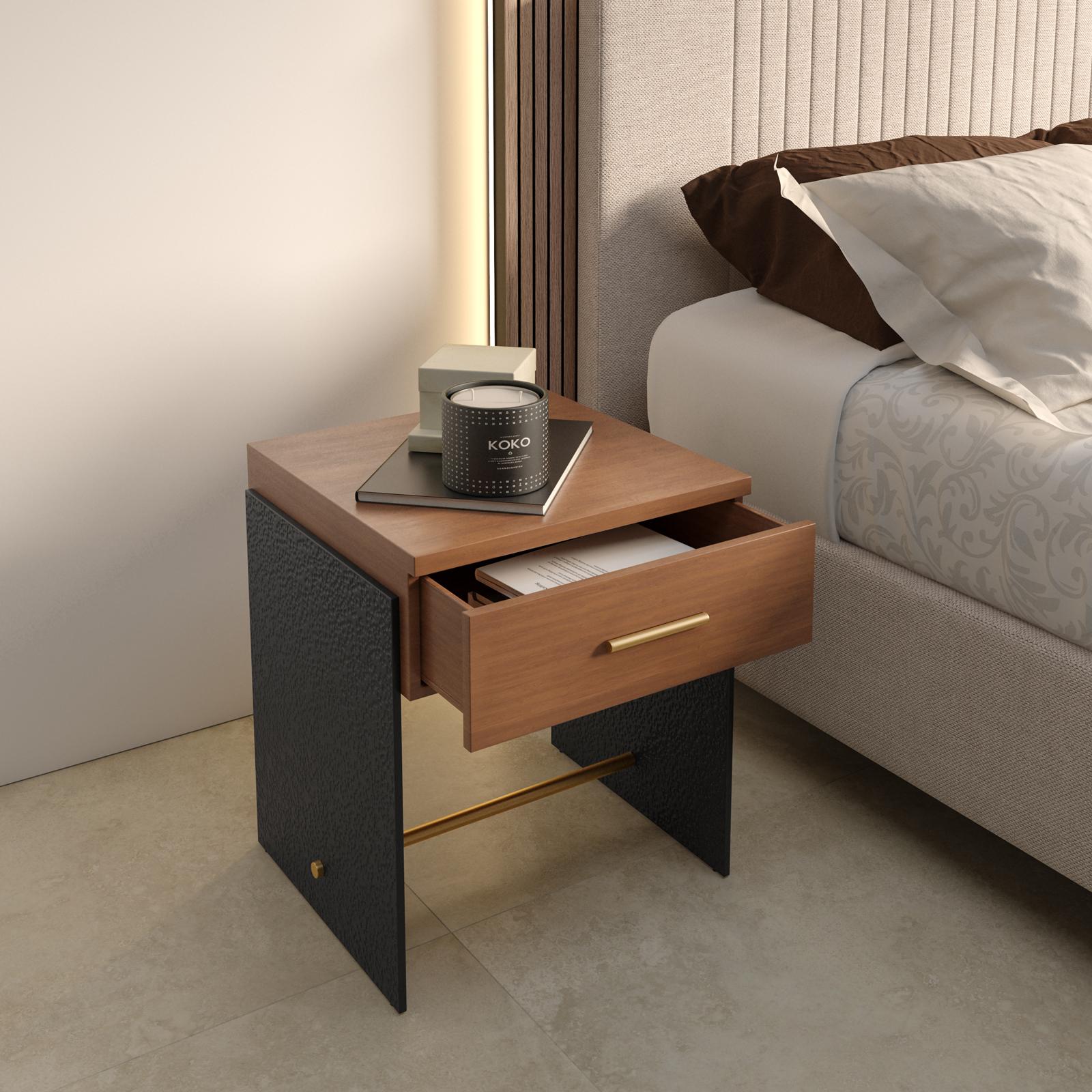45x43x52 Cm Comodino Zinus Ilsang - In Metallo E Legno Con Cassetto In Tessuto Taupe Comodino Montaggio Facile Camera Da Letto