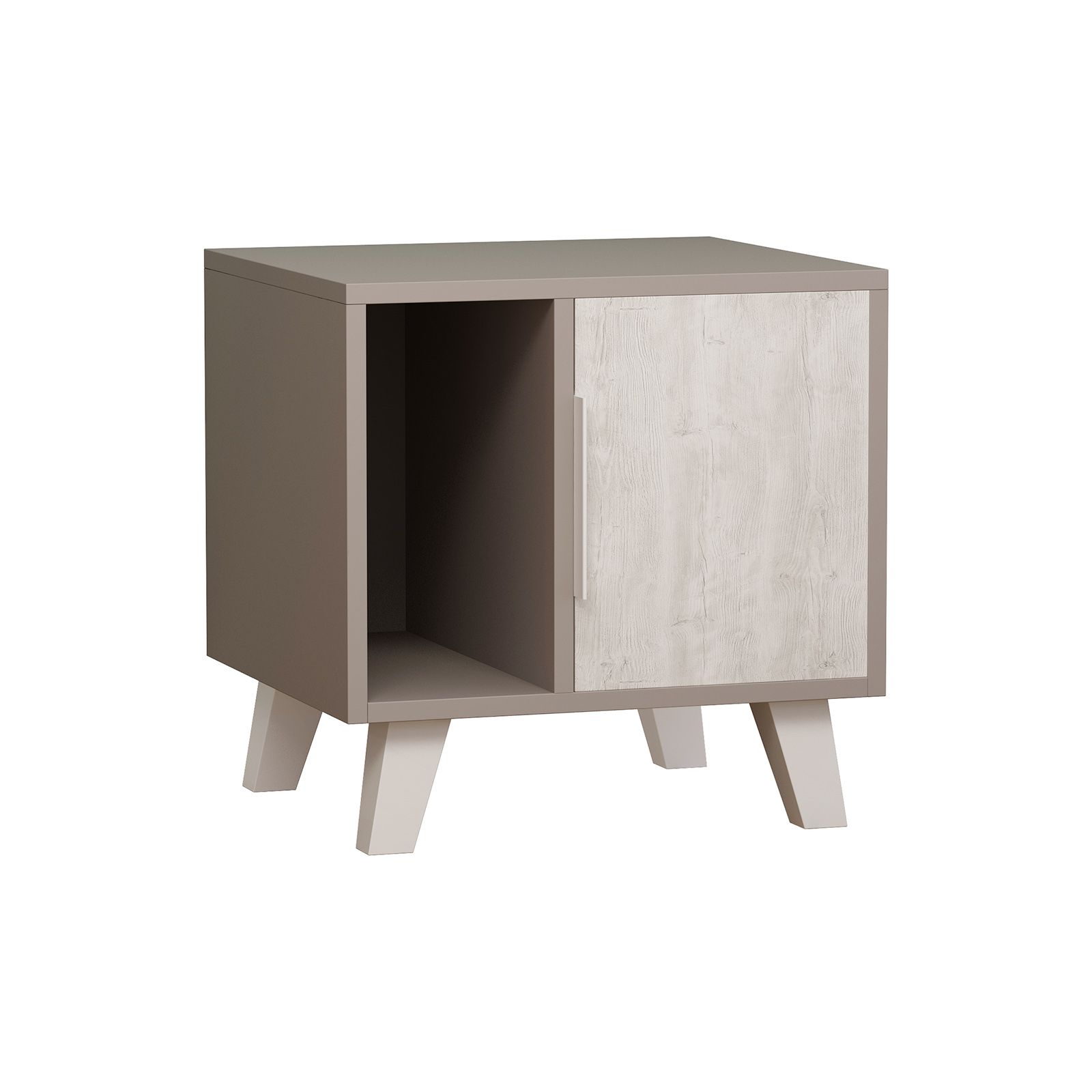 Comodino 50x45 cm in legno bianco anticato e tortora - Kantiko