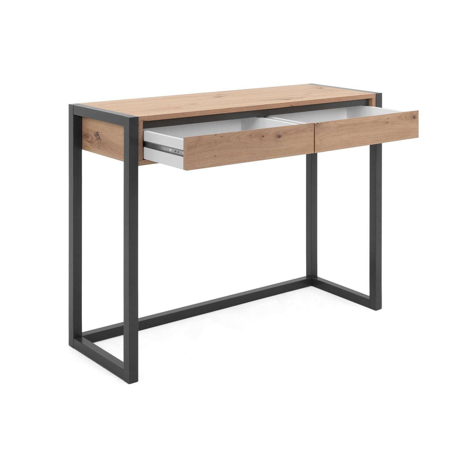 Tavolino contenitore 100 cm in legno rovere e nero - Carson