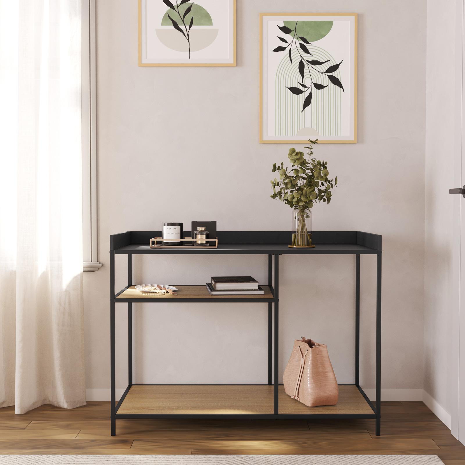 Tavolo Consolle Henn&Hart Stella, Design Moderno, Base In Metallo E Piano In Finto Marmo, Nero/bianco, Larghezza 91 Cm - 3