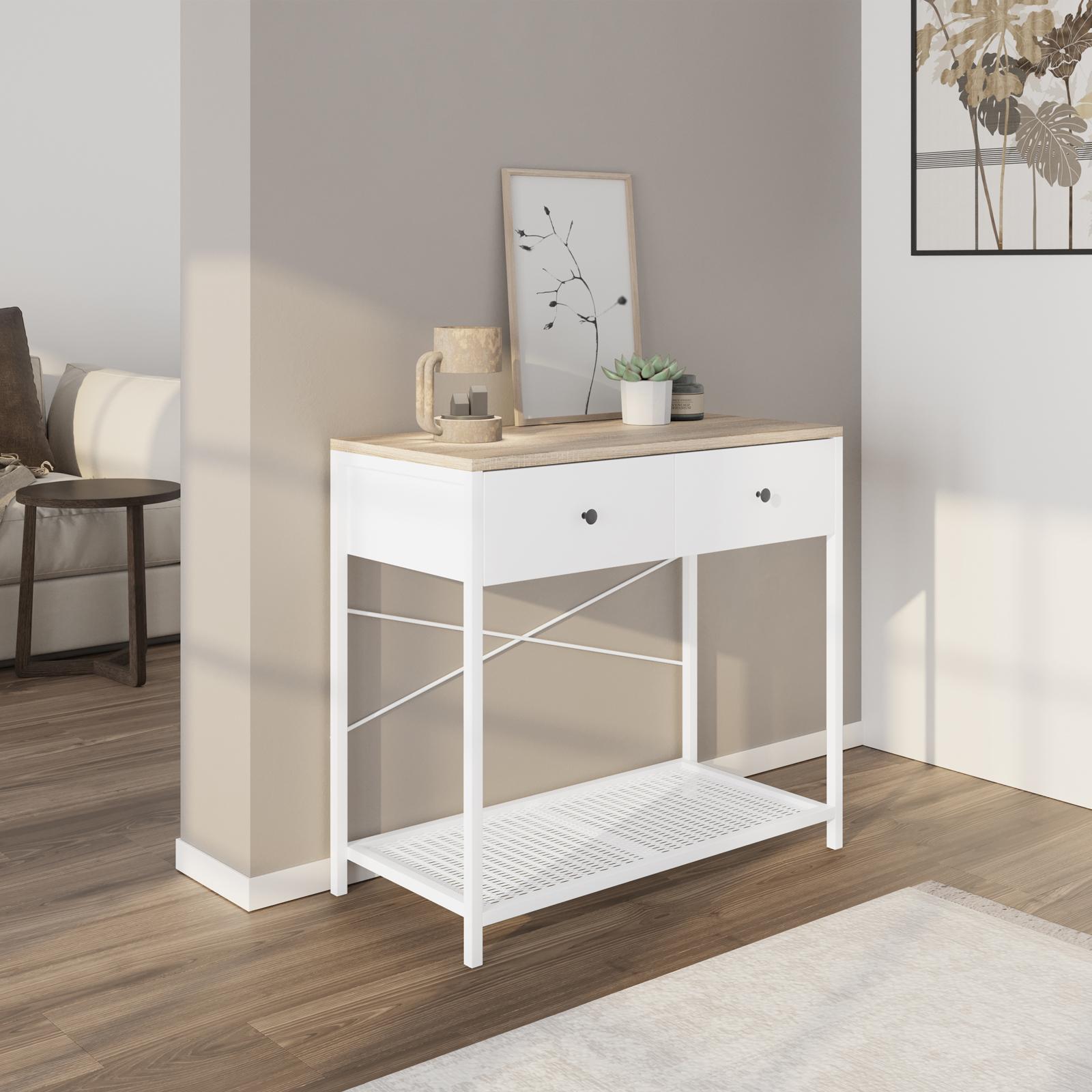 Convenience Concepts Town Square Consolle Con Cassetto – Bianco, Tavolo Da Ingresso Con Scaffali