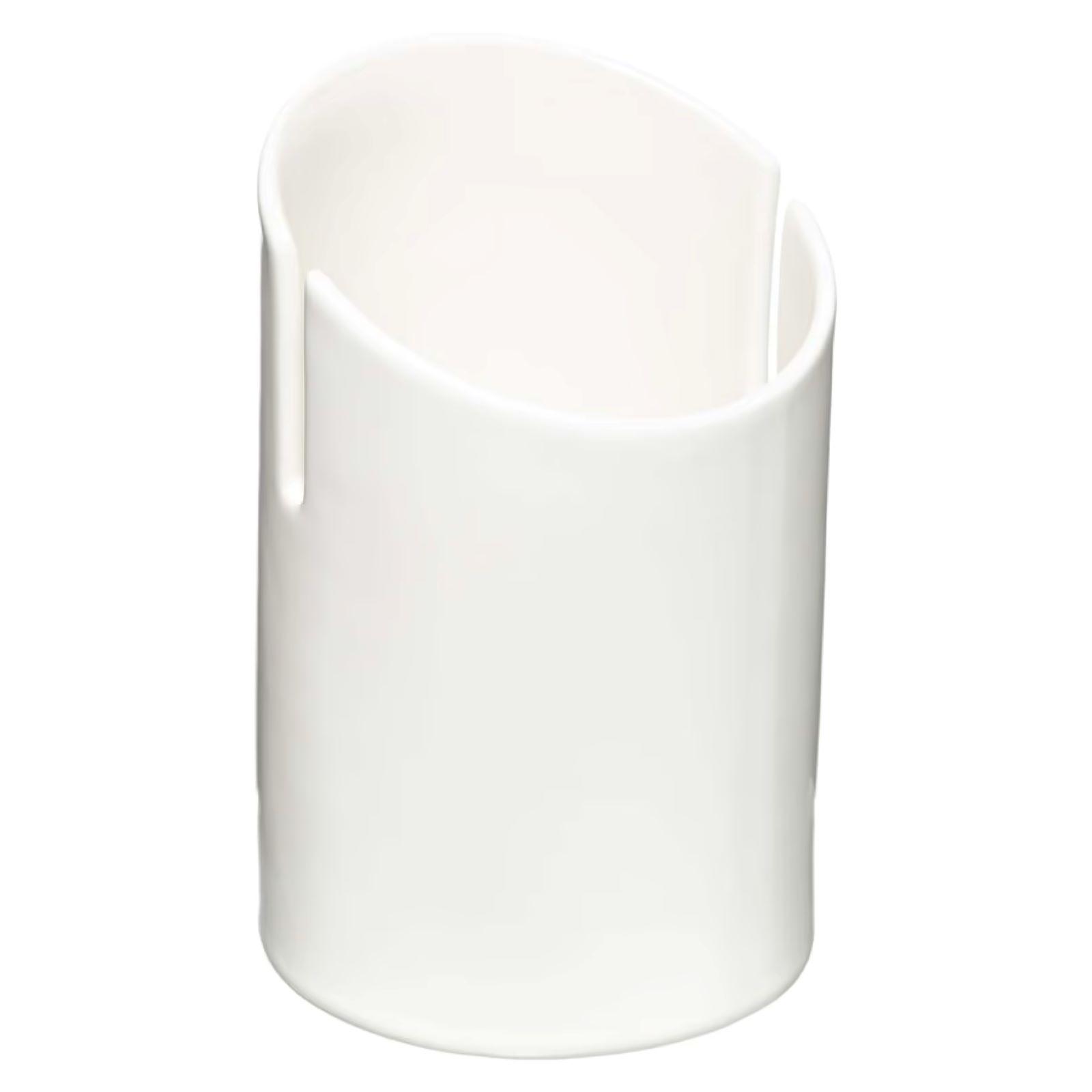 Portautensili In Ceramica Bianco 15,5 Cm - Organizer Da Cucina Stile Fattoria Con Intaglio Per Posate