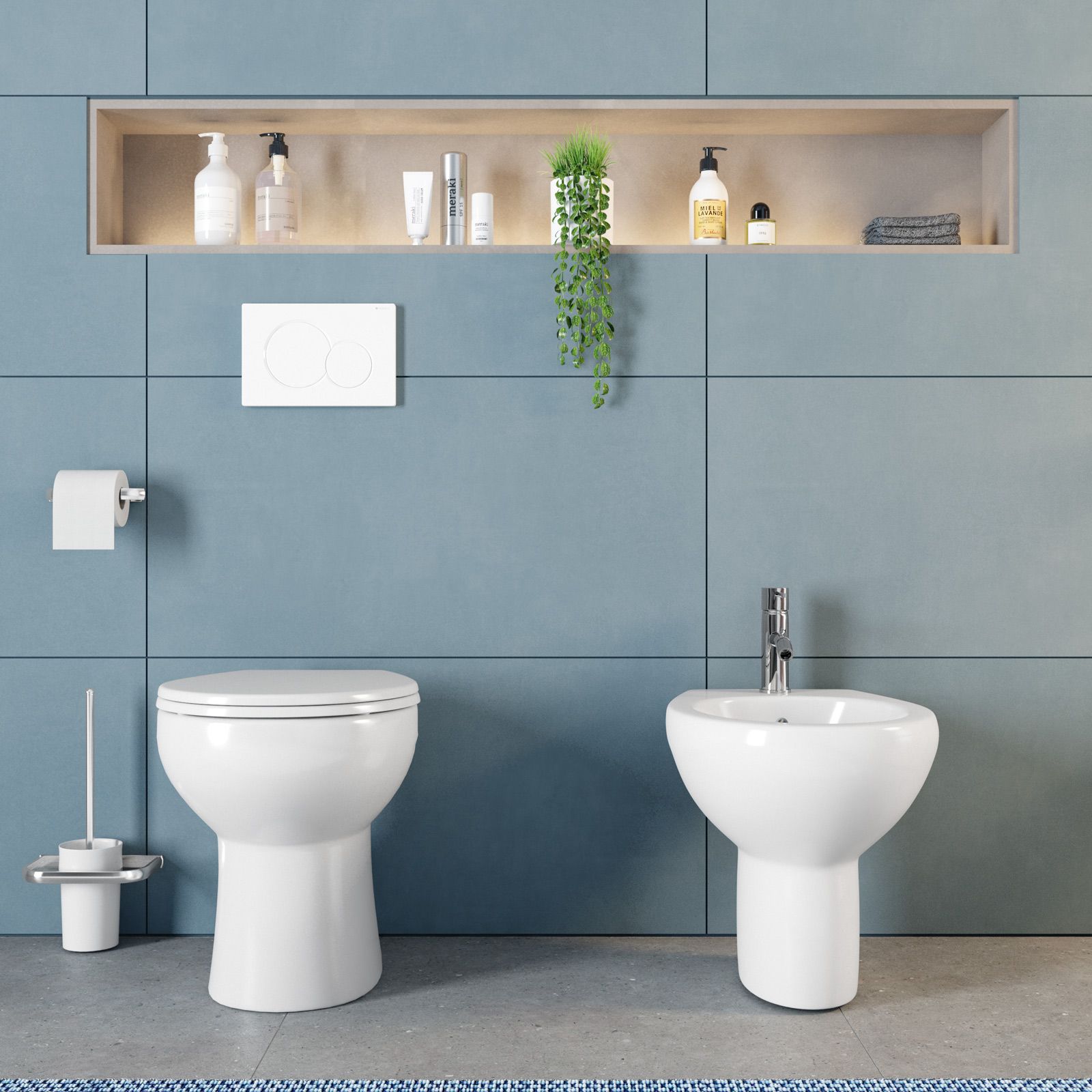 Wc bagno filoparete con sedile soft Close Ceramica Azzurra Fast