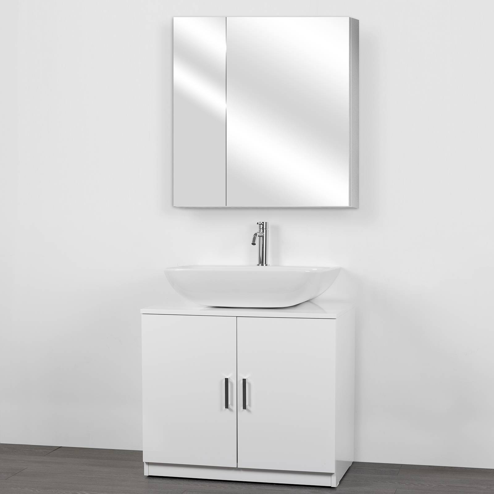Copricolonna universale 70 cm 2 ante bianco lucido sotto lavabo con  specchio contenitore