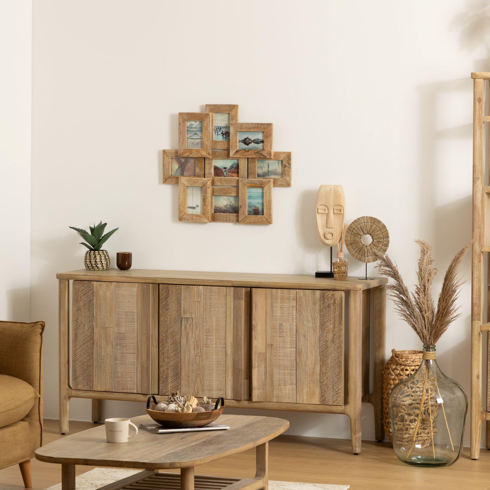 Cornice multipla 70x60 cm in legno di mango per foto