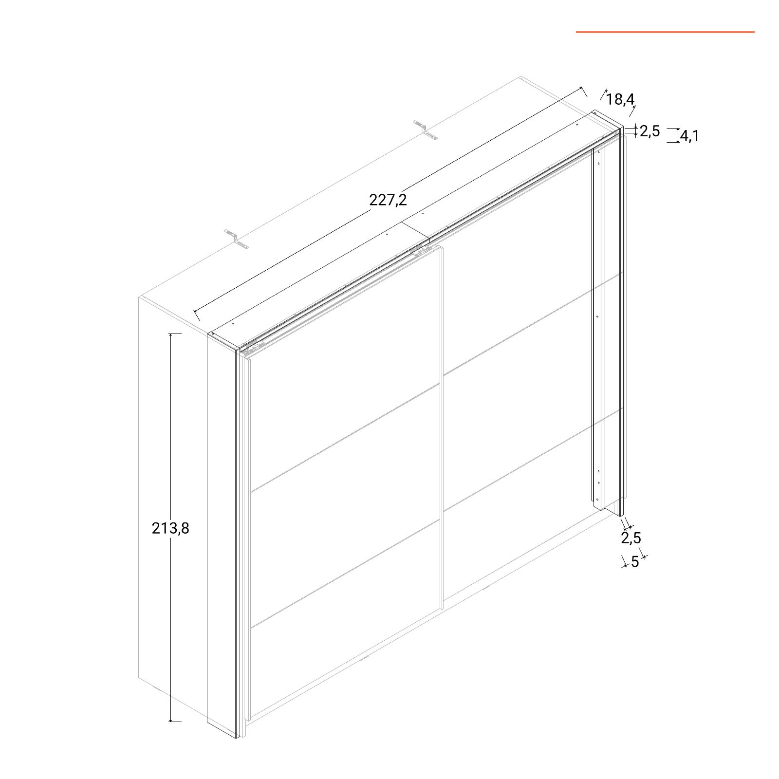 Cornice per armadio Rufus 217x62,5x210 h cm in legno grafite
