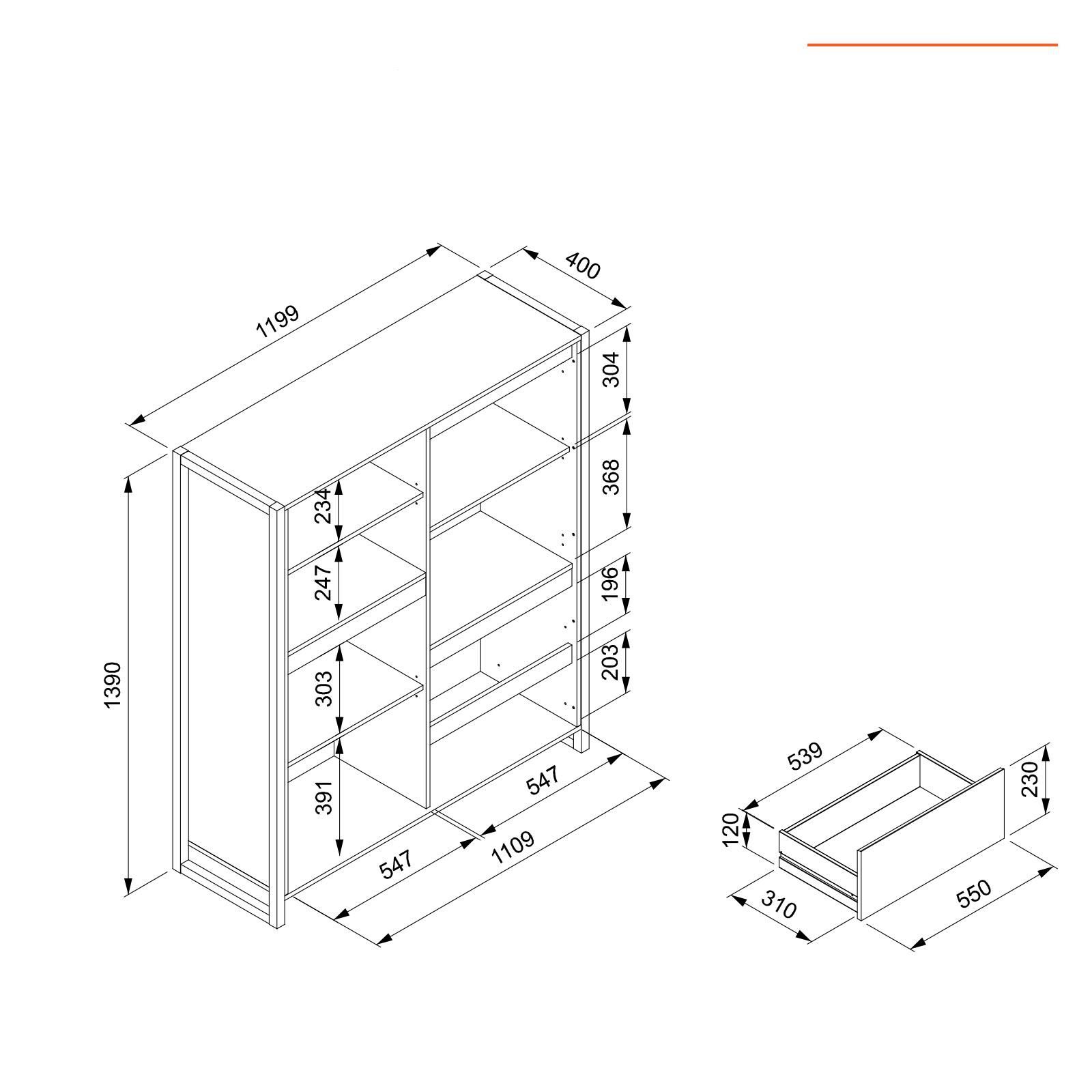 Mobile porta tv 160 cm in legno rovere e nero - Carson