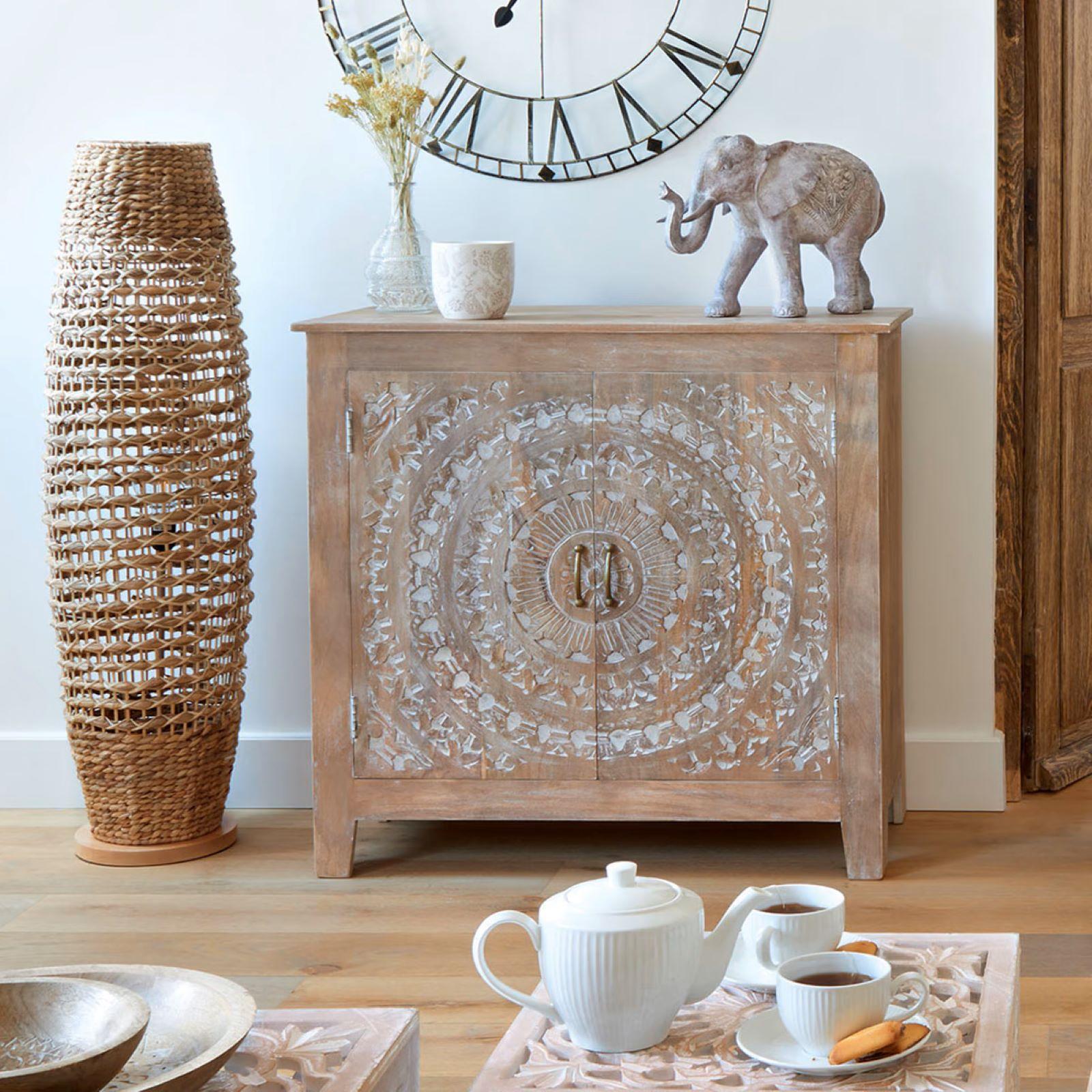 Credenza Darsey In Legno Di Mango – Mobile 2 Ante E 3 Cassetti – Stile Moderno Per Soggiorno E Cucina - 2