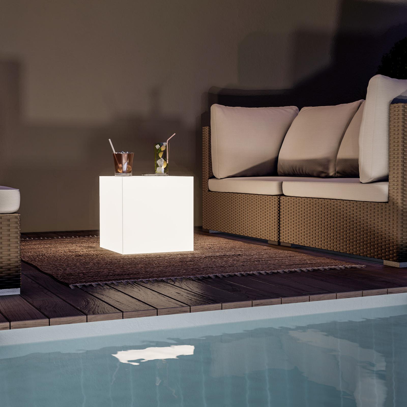 Sgabello Cubo LED 30x30 Cm - Luce RGB Con Telecomando, 16 Colori, Ricaricabile, Per Giardino E Feste