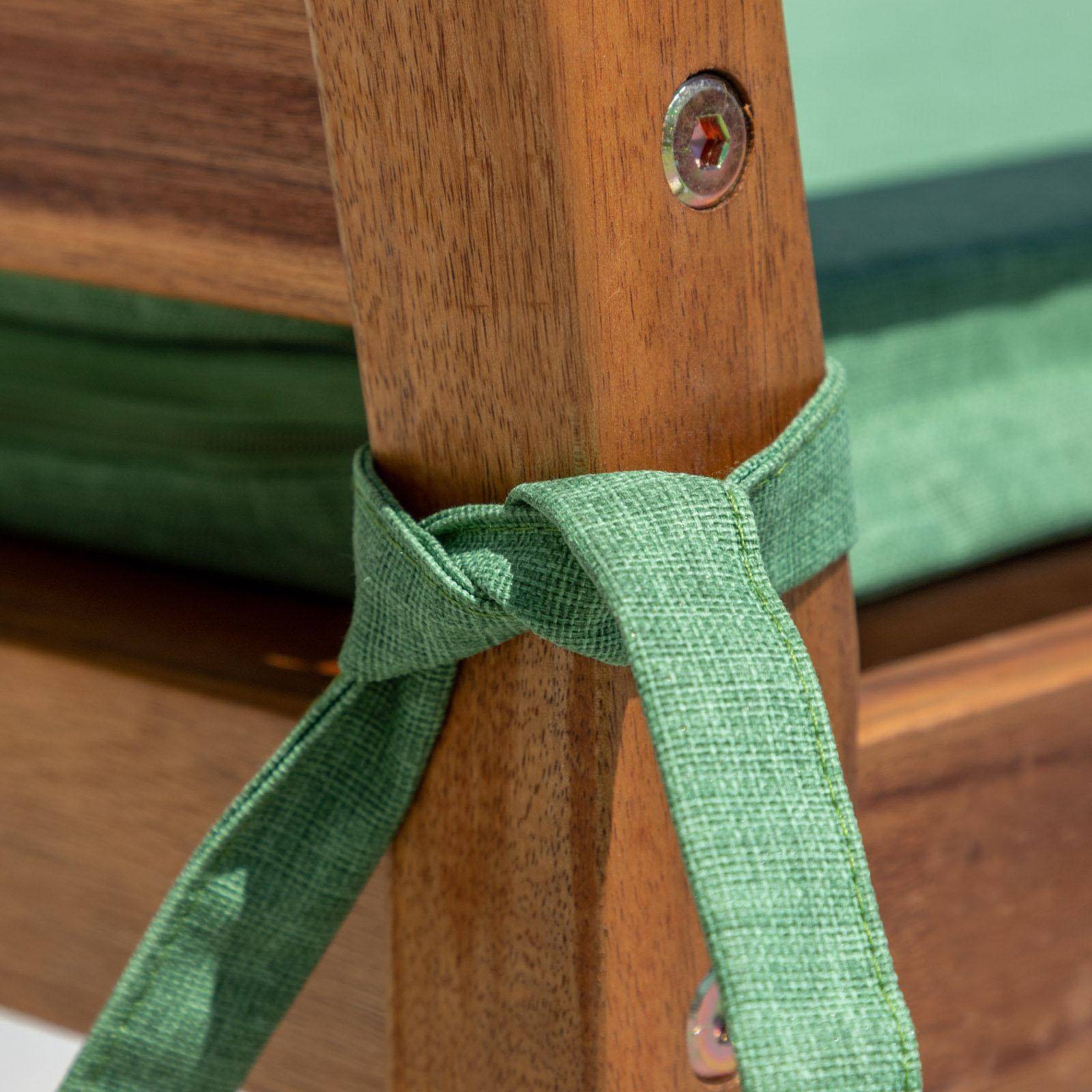 Cuscino per panchina 2 posti tessuto cotone resinato verde con spalliera