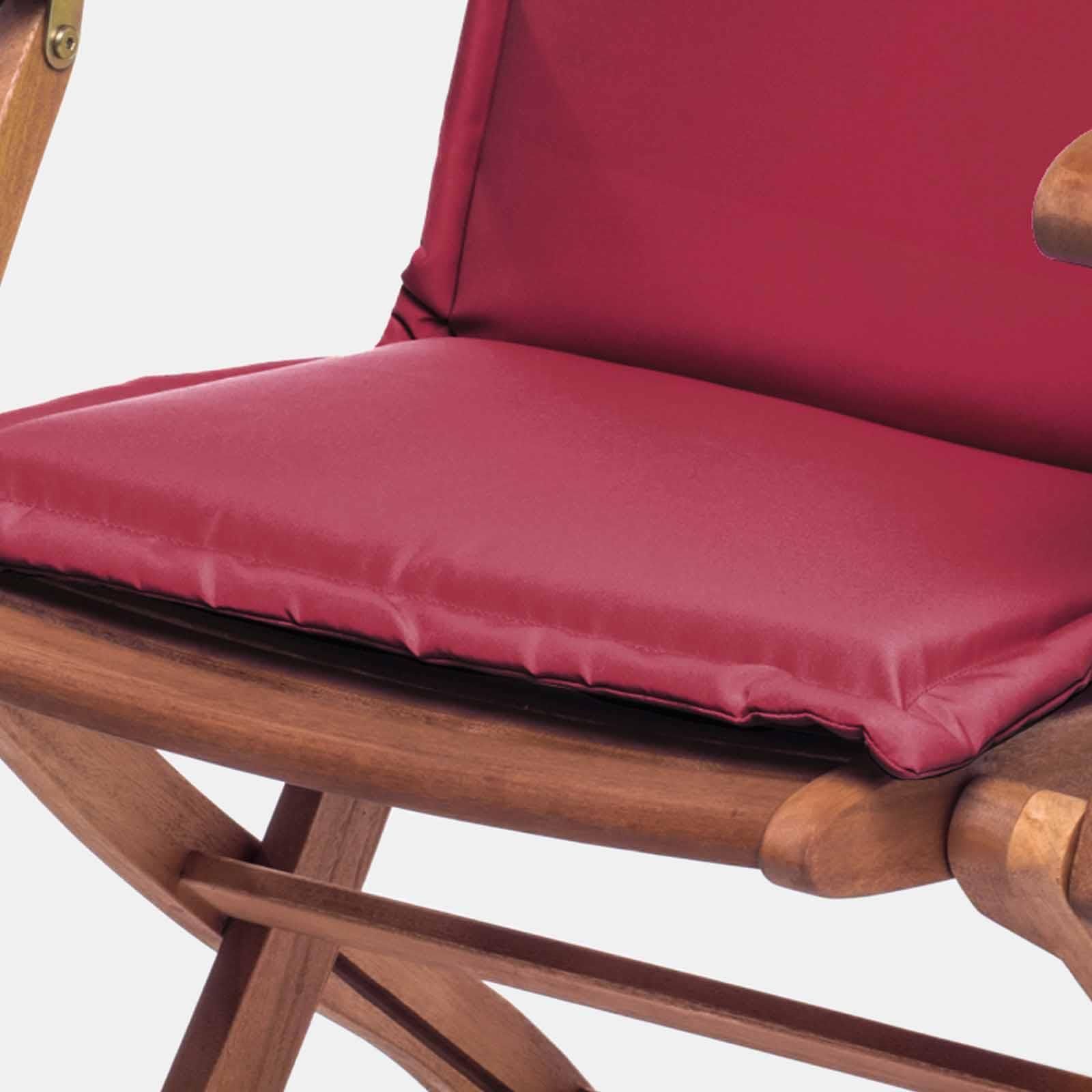 Cuscino Impermeabile Per Sdraio Da Giardino 120x60cm - Imbottito, Con Lacci, Ideale Per Esterni E Interni, Colore Bordeaux - Foto 5