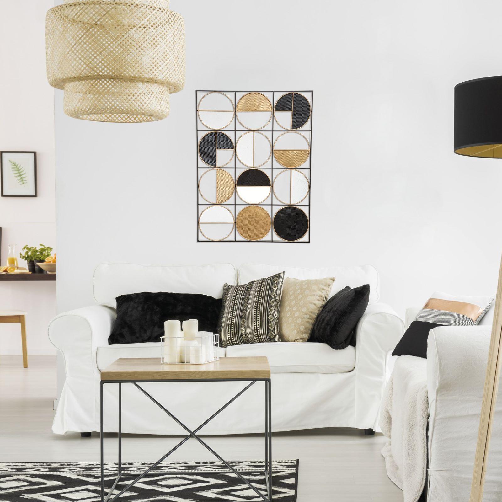 Decorazione da parete 102h cm in metallo oro con dettagli nero e bianco