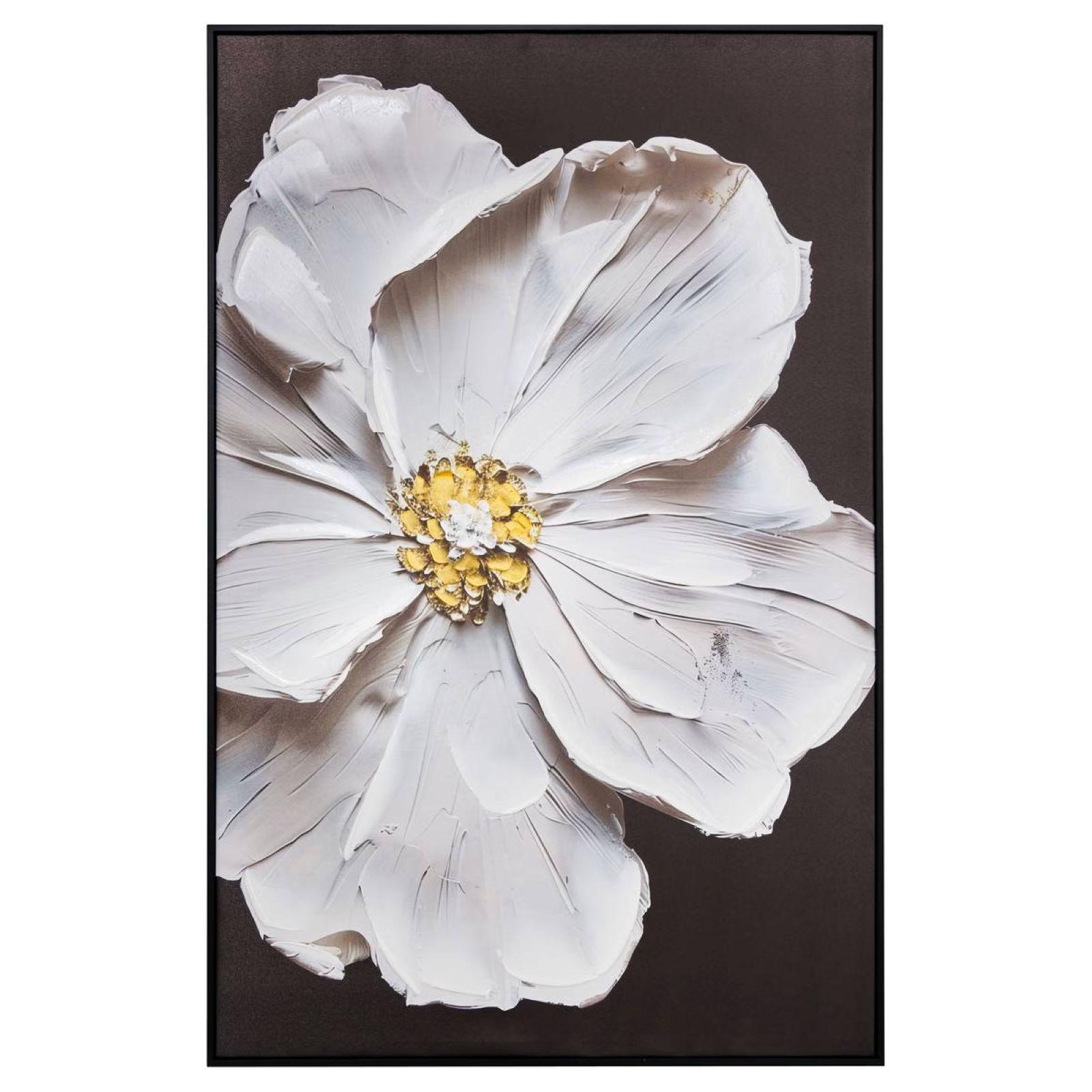 Decorazione da parete 116x75 cm reversibile fiore bianco con cornice