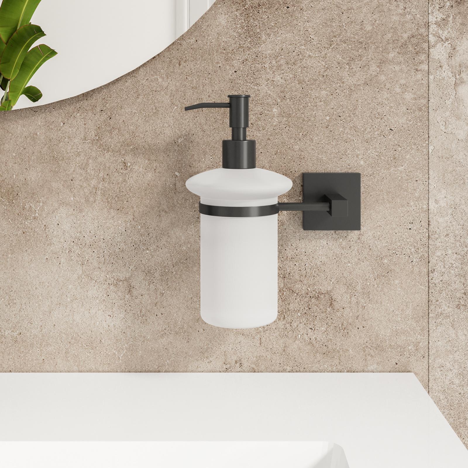 Set di 3 dispenser di sapone in vetro trasparente, pompa in acciaio inox, dispenser per sapone da bagno, dispenser per sapone in vetro, shampoo, balsamo, dispenser per bagnoschiuma, etichette