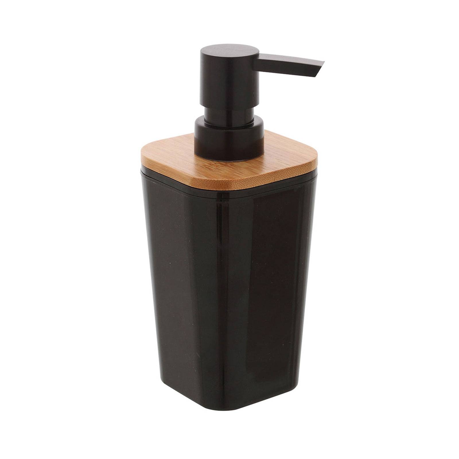 Dispenser sapone nero effetto legno - Linea Bamboo