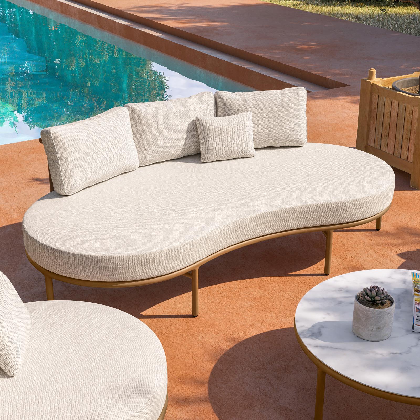 BAKAJI Divano 3 Posti Beige - Tessuto Morbido, Struttura In Legno, Design Moderno