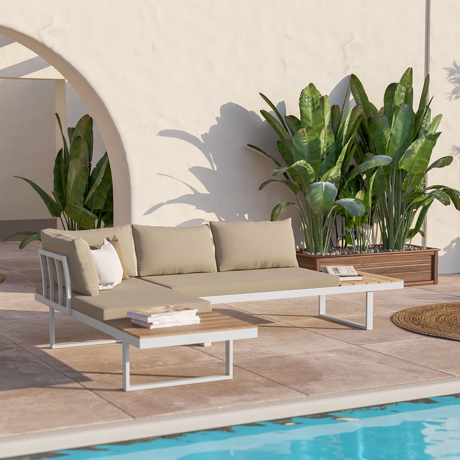 Divani Angolari Salottino Da Esterno In Alluminio Bianco Salotto