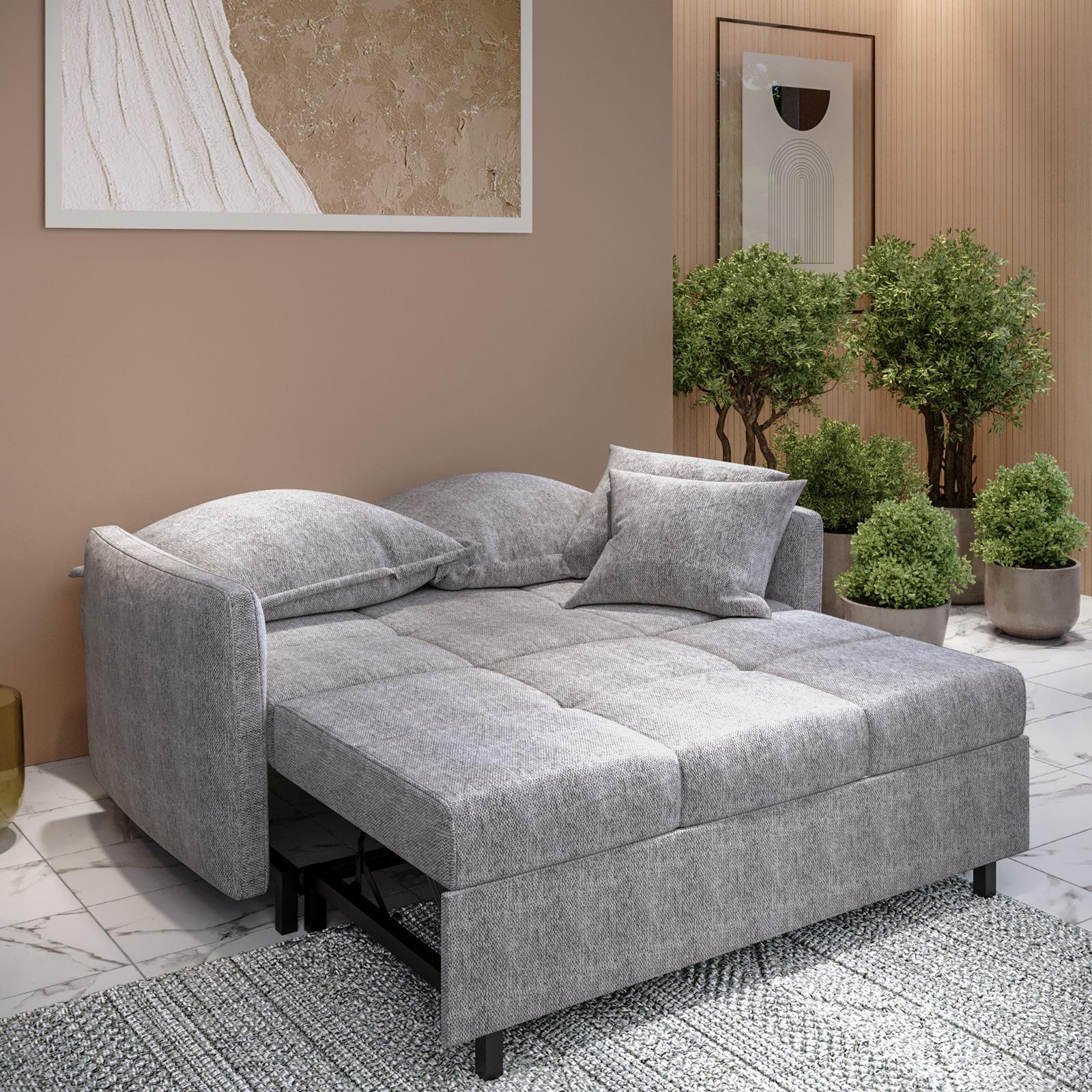 Divano letto posti con sistema estraibile in tessuto effetto