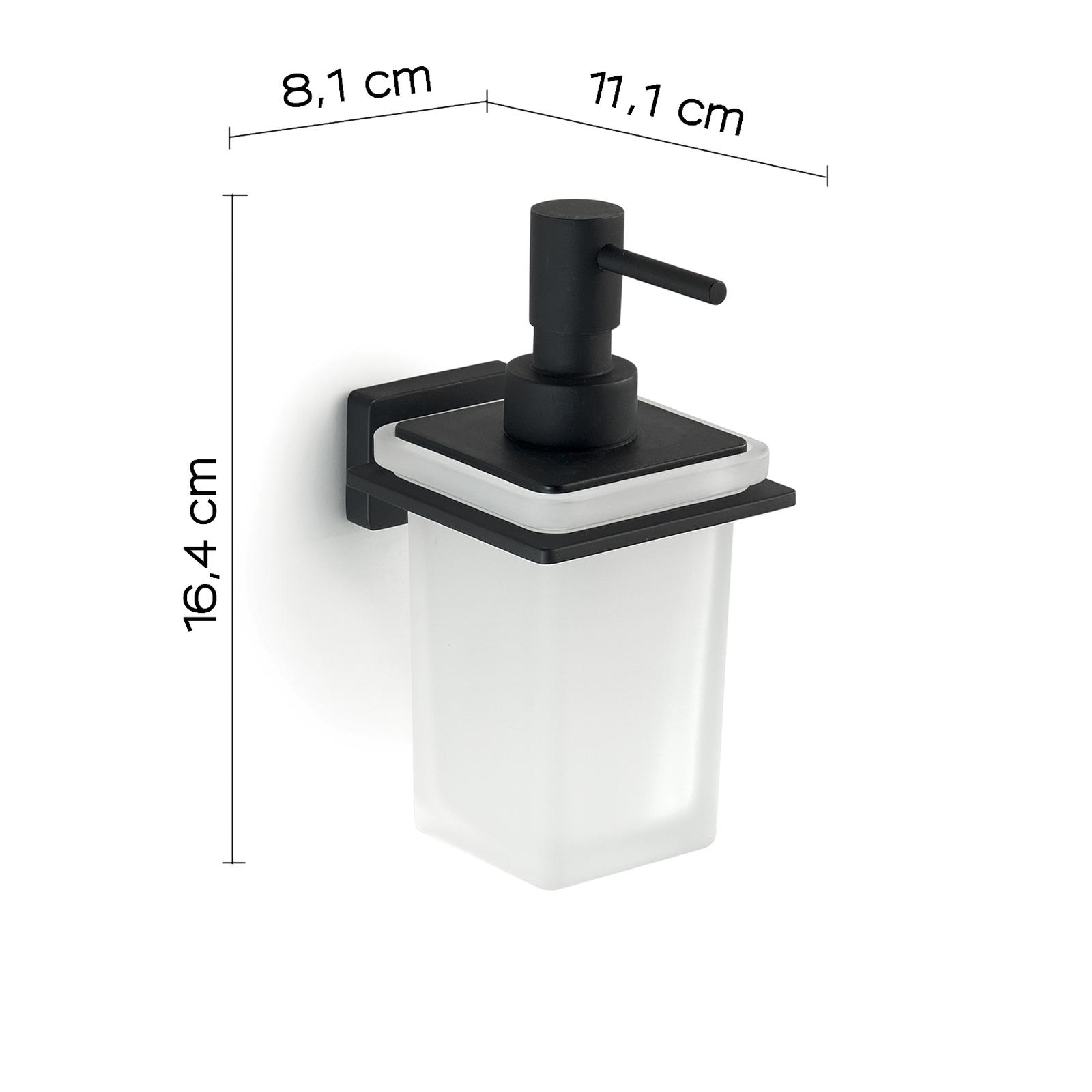 Dosatore Sapone GEDY Tonga - Acciaio Inox E Vetro, Nero Matt