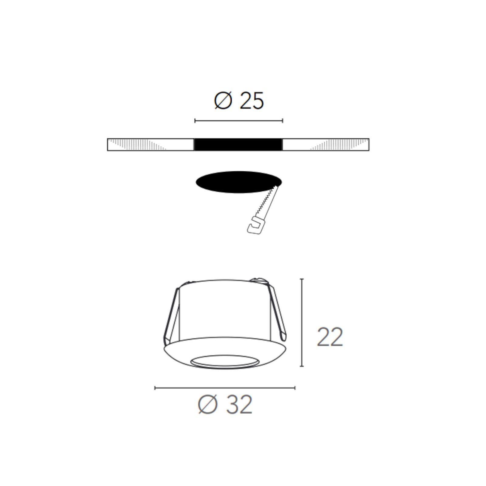 Faretto tondo a incasso 3,2 cm 3000k in alluminio bianco