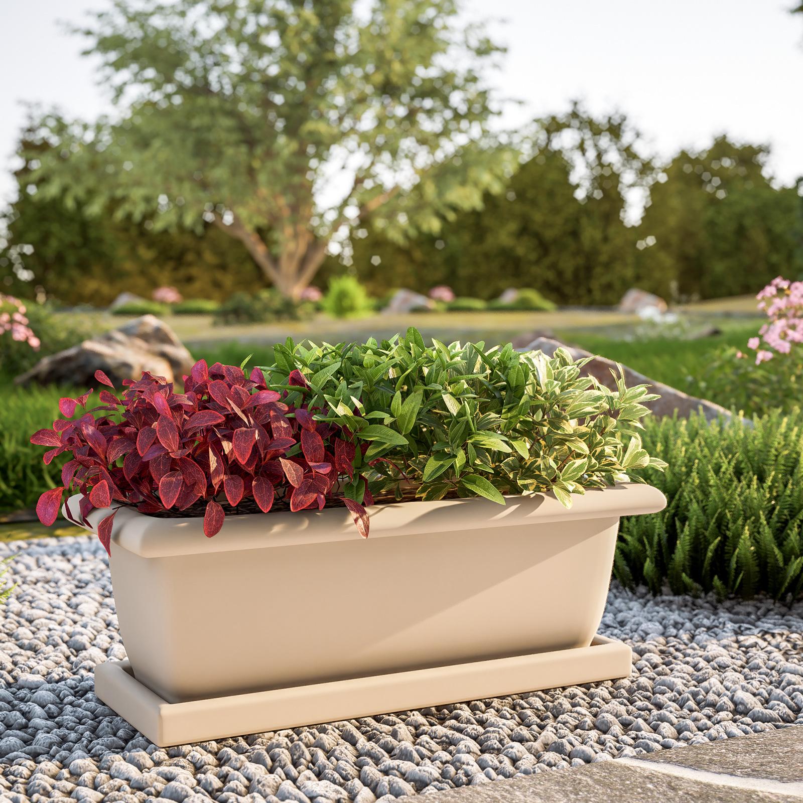 rettangolare per vasi da fiori, 35 x 35 x 5,5 cm, sottovaso quadrato, in polipropilene, resistente, per giardinaggio, semina germinazione, decorazione interna esterna