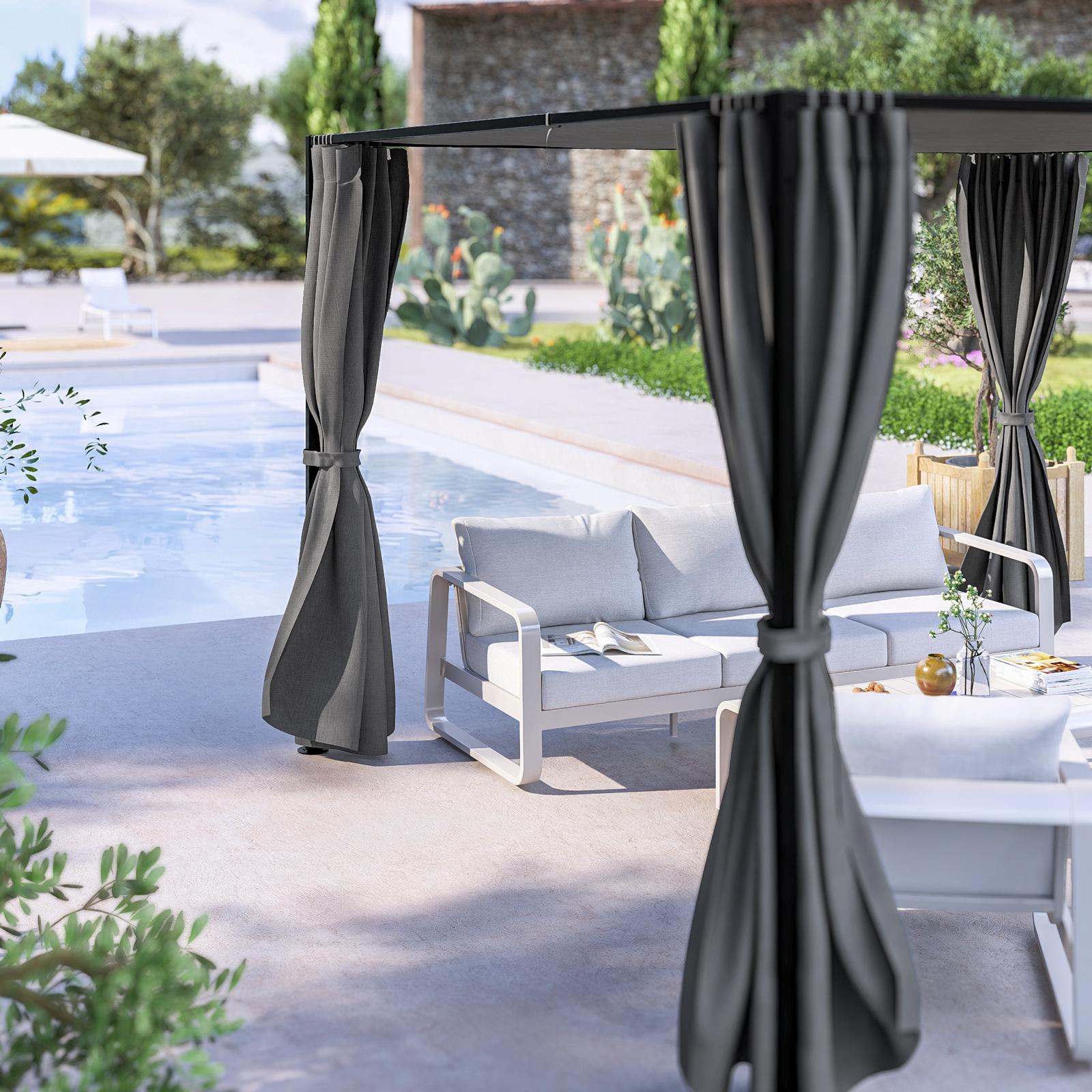 OLPRO Cubo Tenda Da Sole Per Camper 3x3 M - Fibra Di Vetro, Poliestere Resistente 5000 Mm, Con Zanzariere, Colore Grigio E Nero
