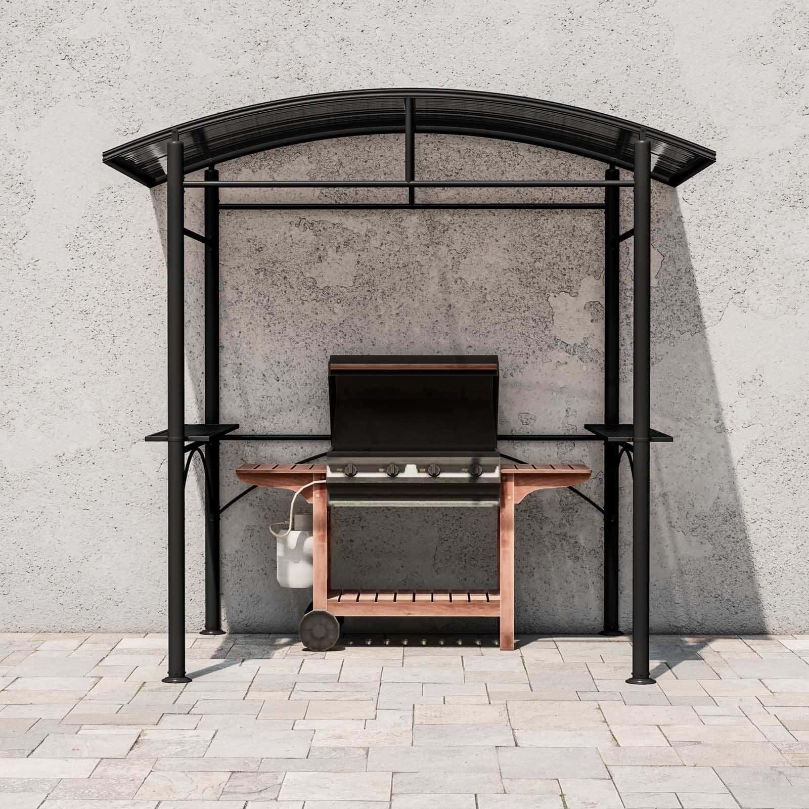 Gazebo pergola 250x160 cm per barbecue in acciaio e policarbonato grigio -  Joy