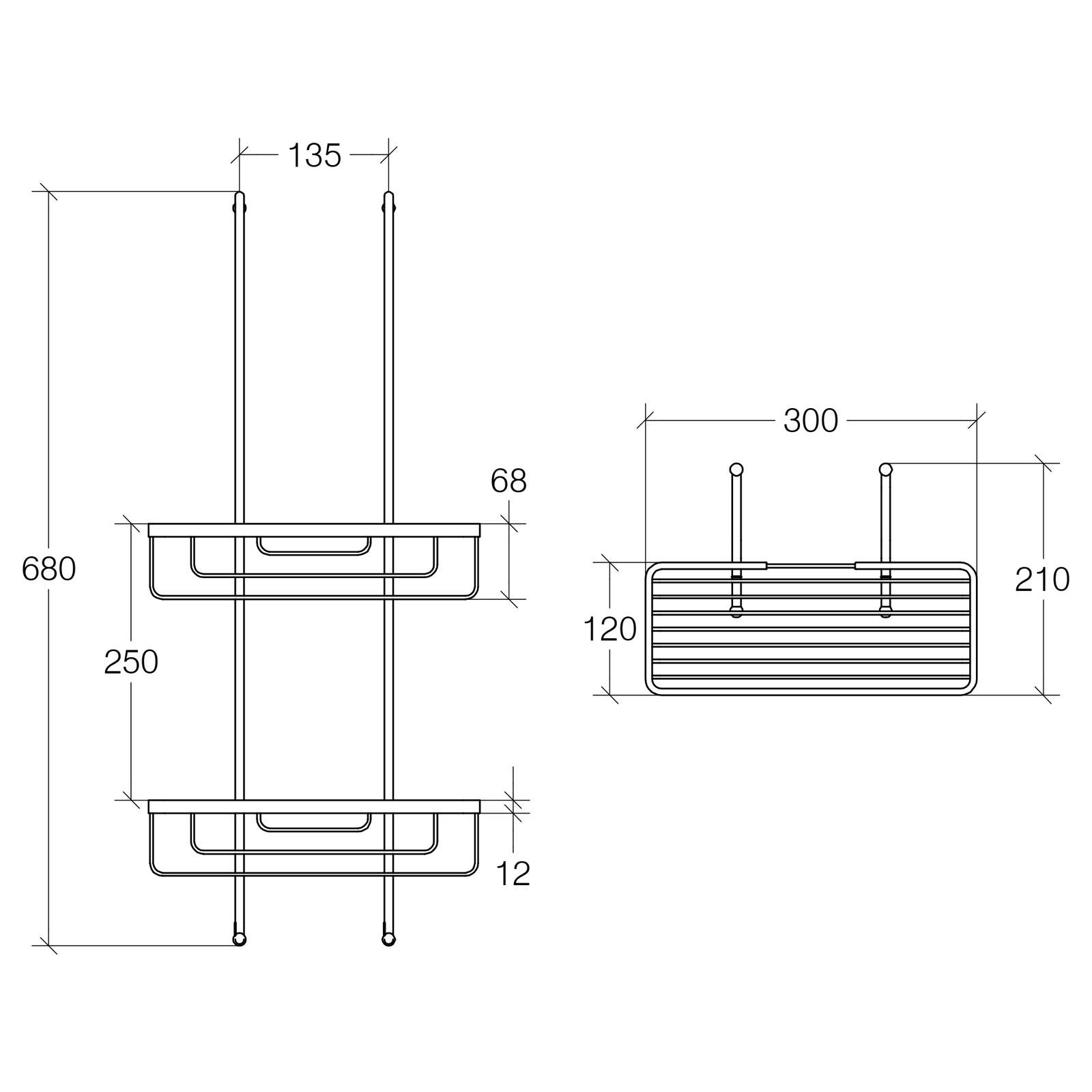 Mensola interno doccia a parete in acciaio INOX 60 cm finitura lucida -  Roersa di Lineabeta